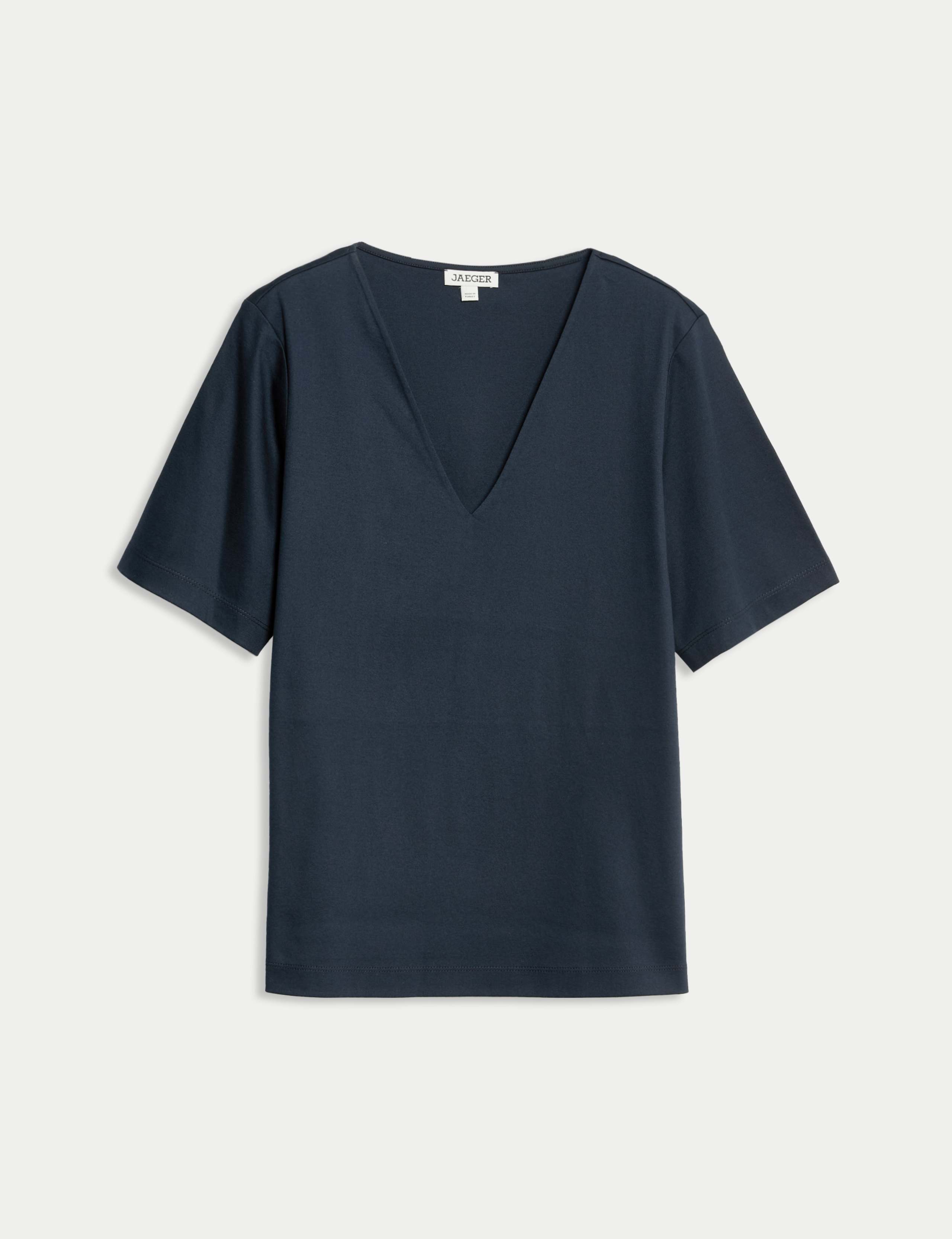 Mercerised Cotton V-Neck Boxy T-shirt 2 of 6