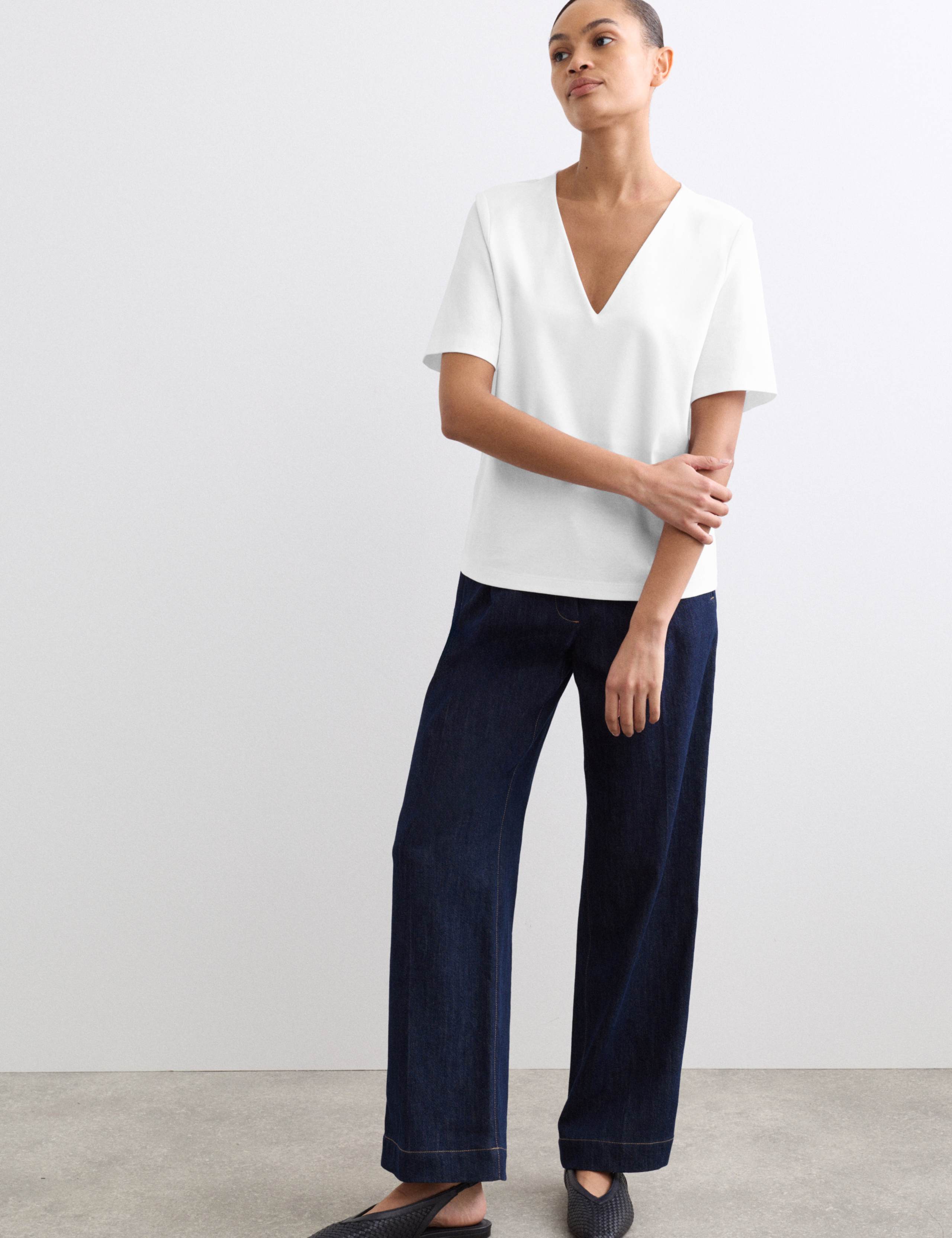 Pure Cotton V-Neck Boxy Top 1 of 7