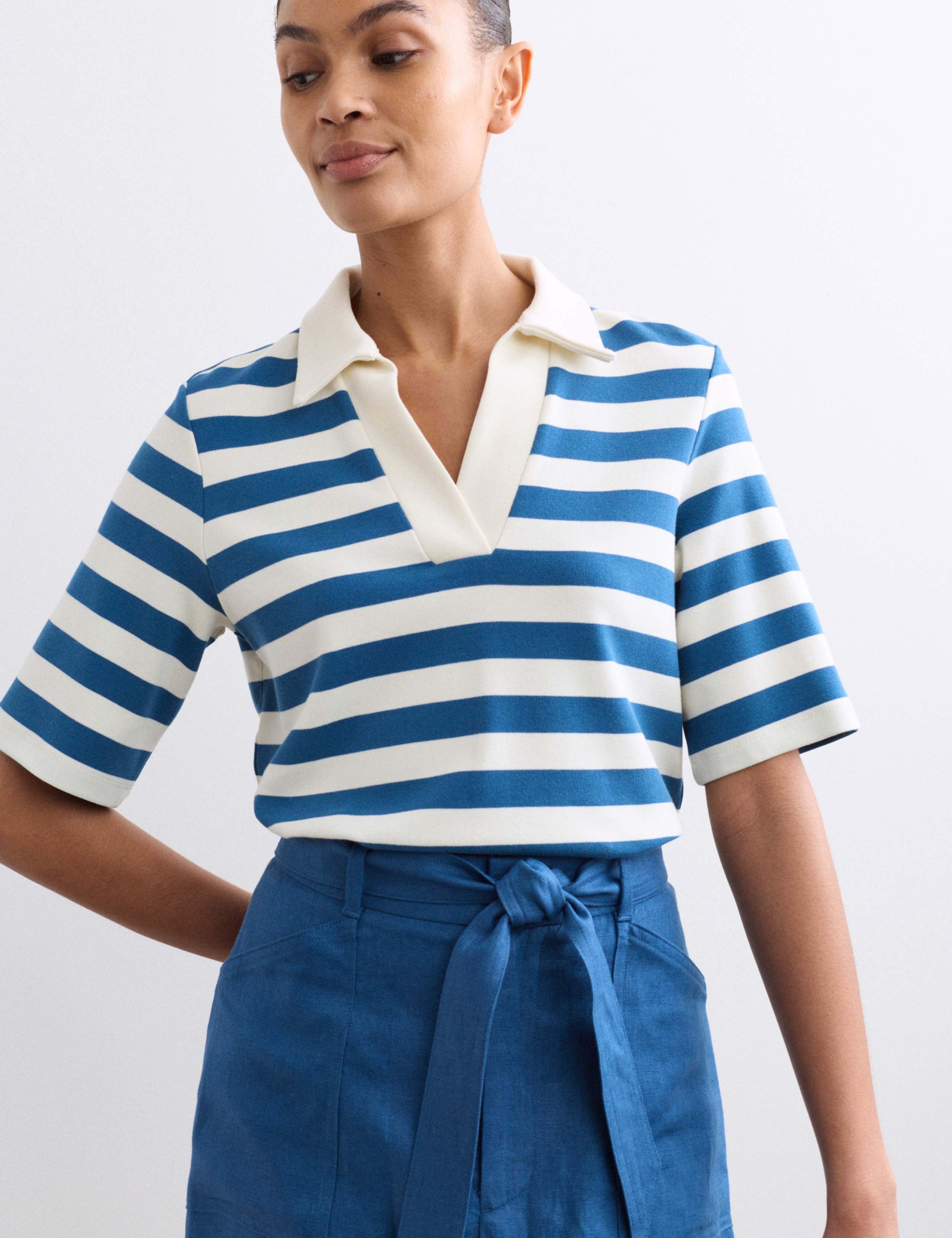 Cotton Modal Blend Striped T-Shirt 1 of 7
