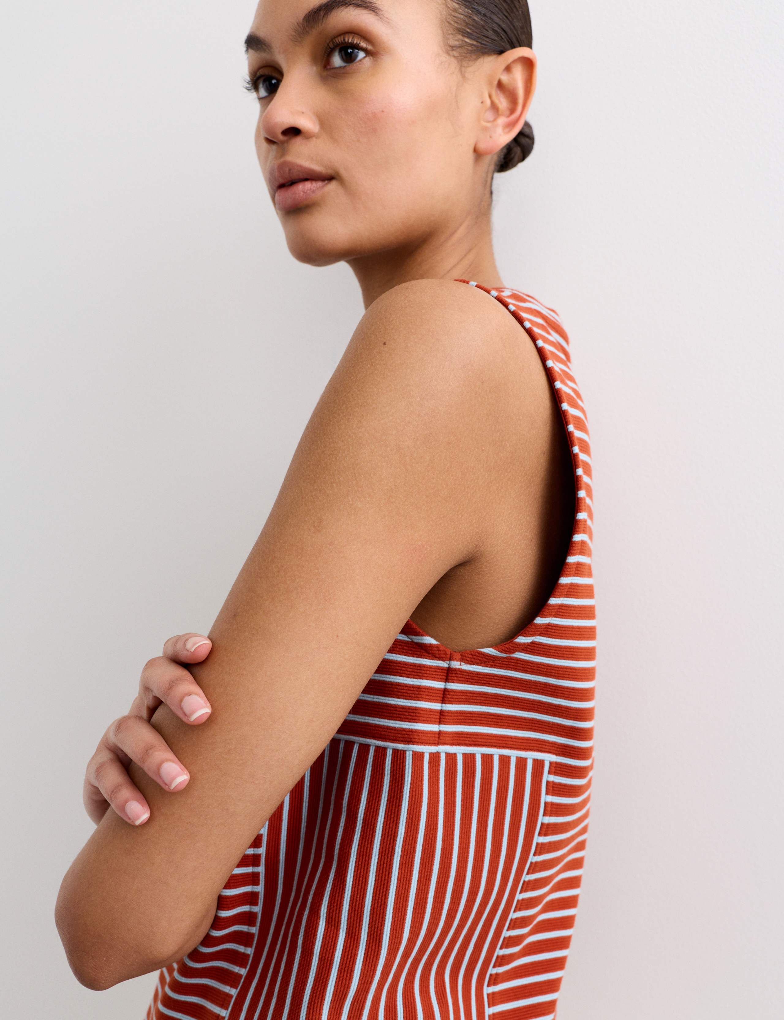 Pure Cotton Striped Ribbed Vest Top 4 of 7