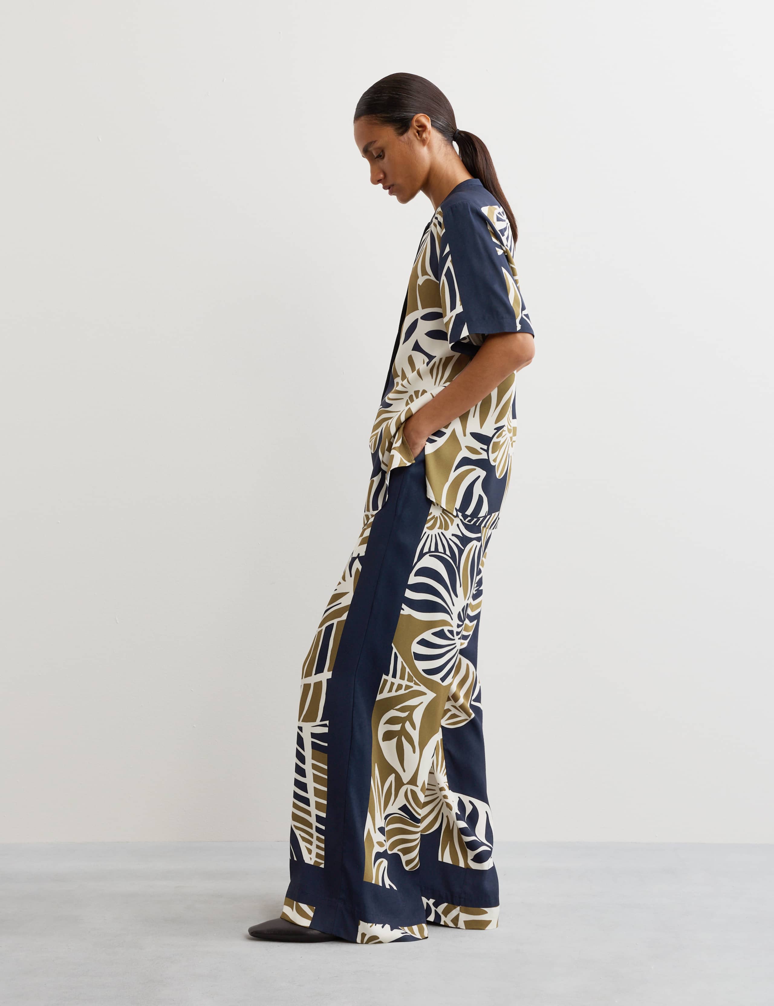 Botanical Leaf Print Wool Dobby Trouser 6 of 8