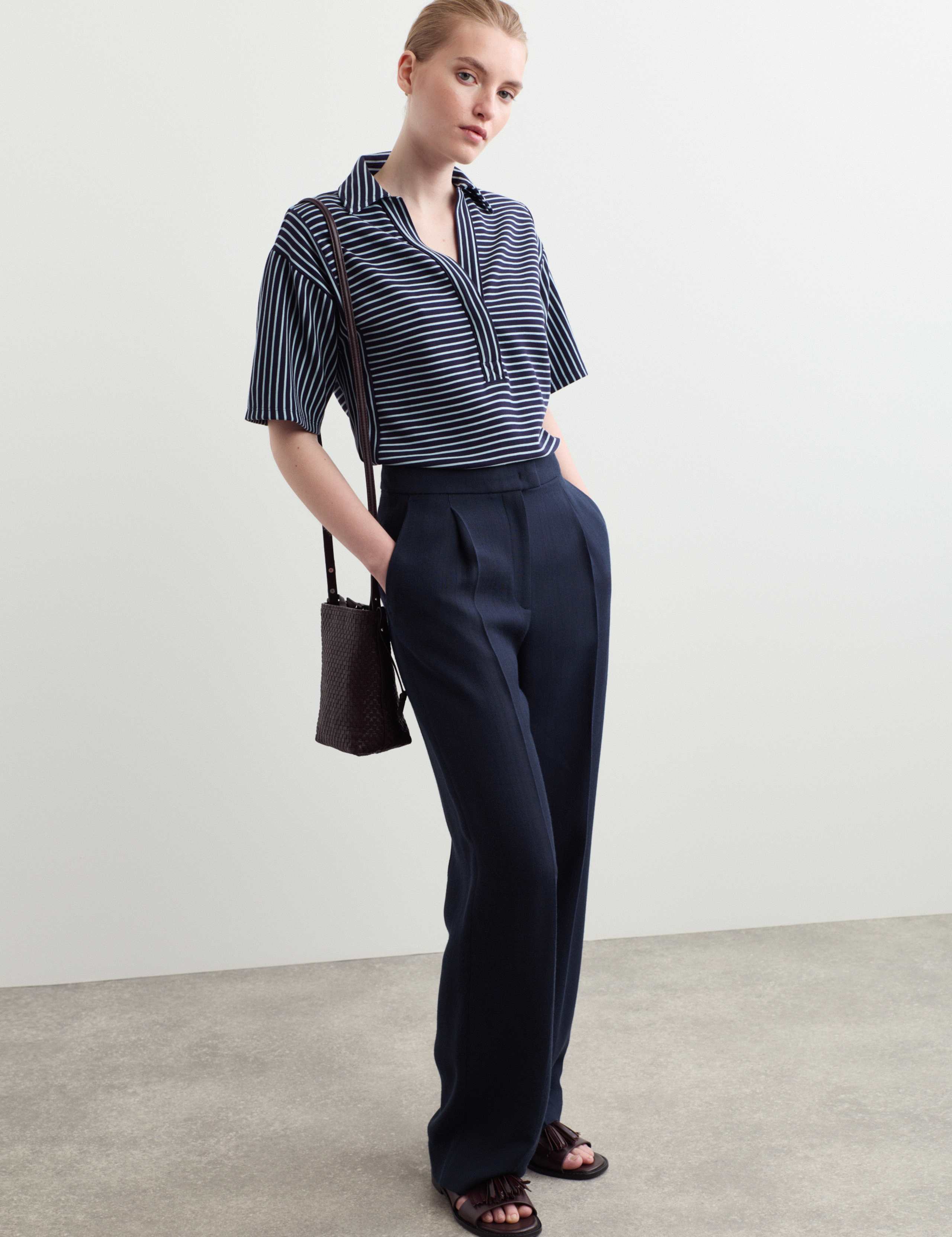 Textured Straight Leg Trousers 1 of 7