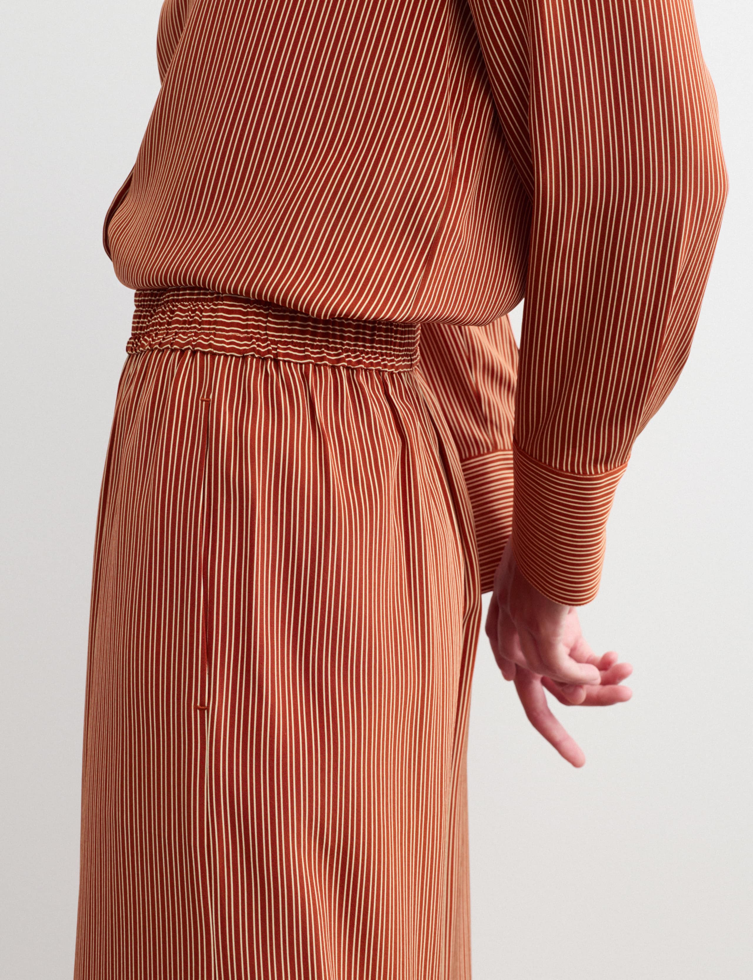 Pure Silk Striped Wide Leg Trousers 3 of 7