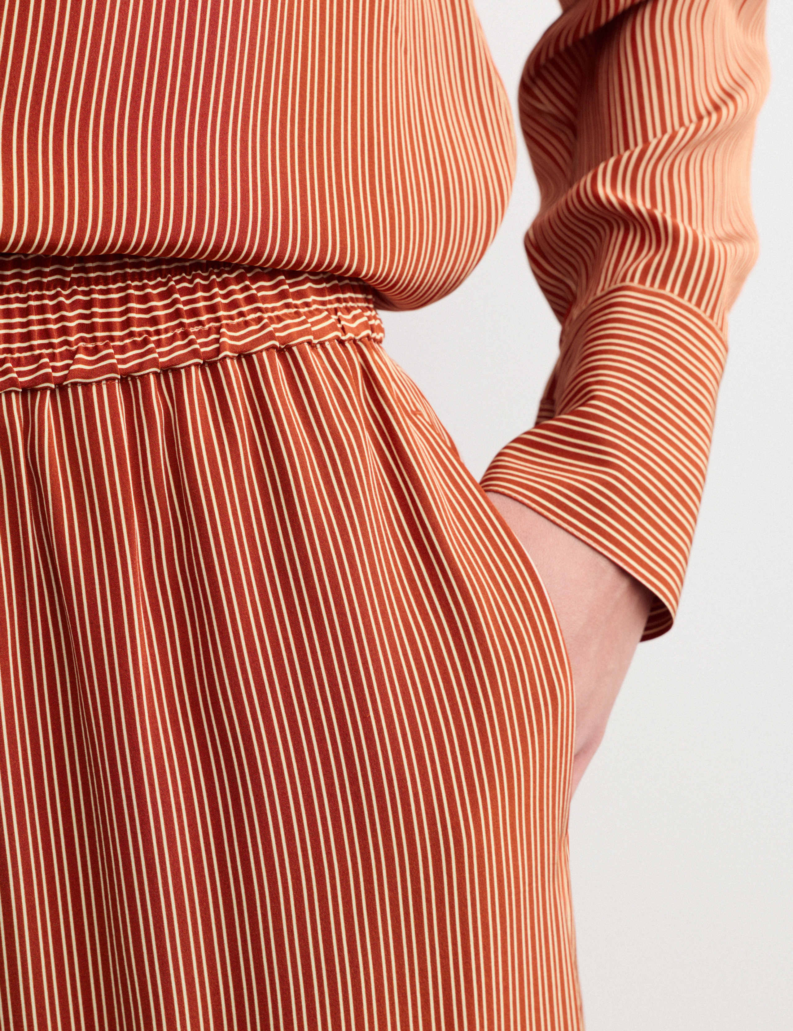 Pure Silk Striped Wide Leg Trousers 5 of 7