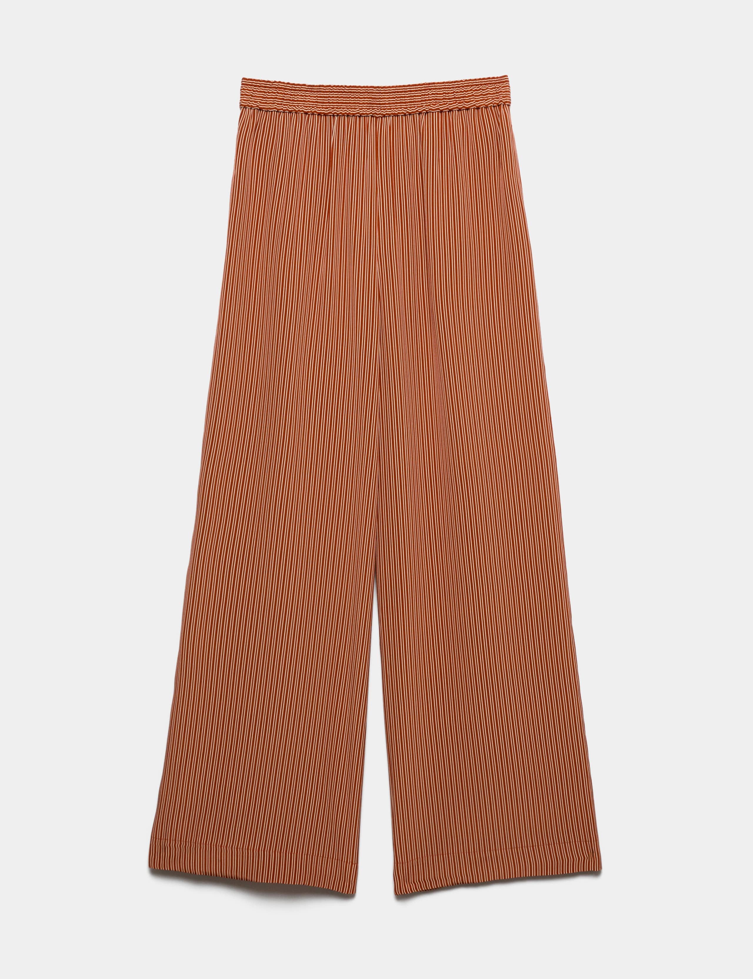 Pure Silk Striped Wide Leg Trousers 2 of 7
