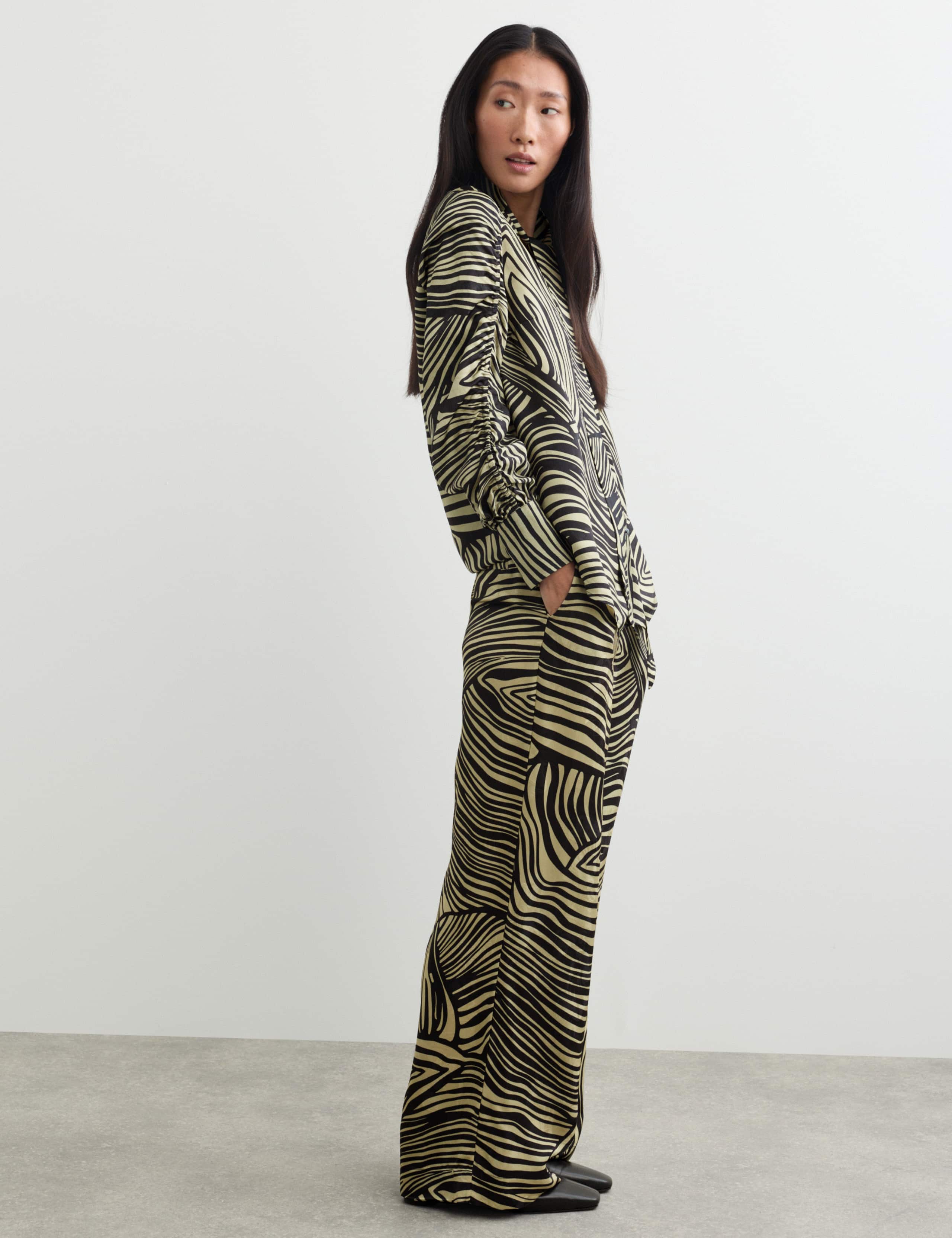 Jacquard Printed Elasticated Waist Wide Leg Trousers 6 of 7