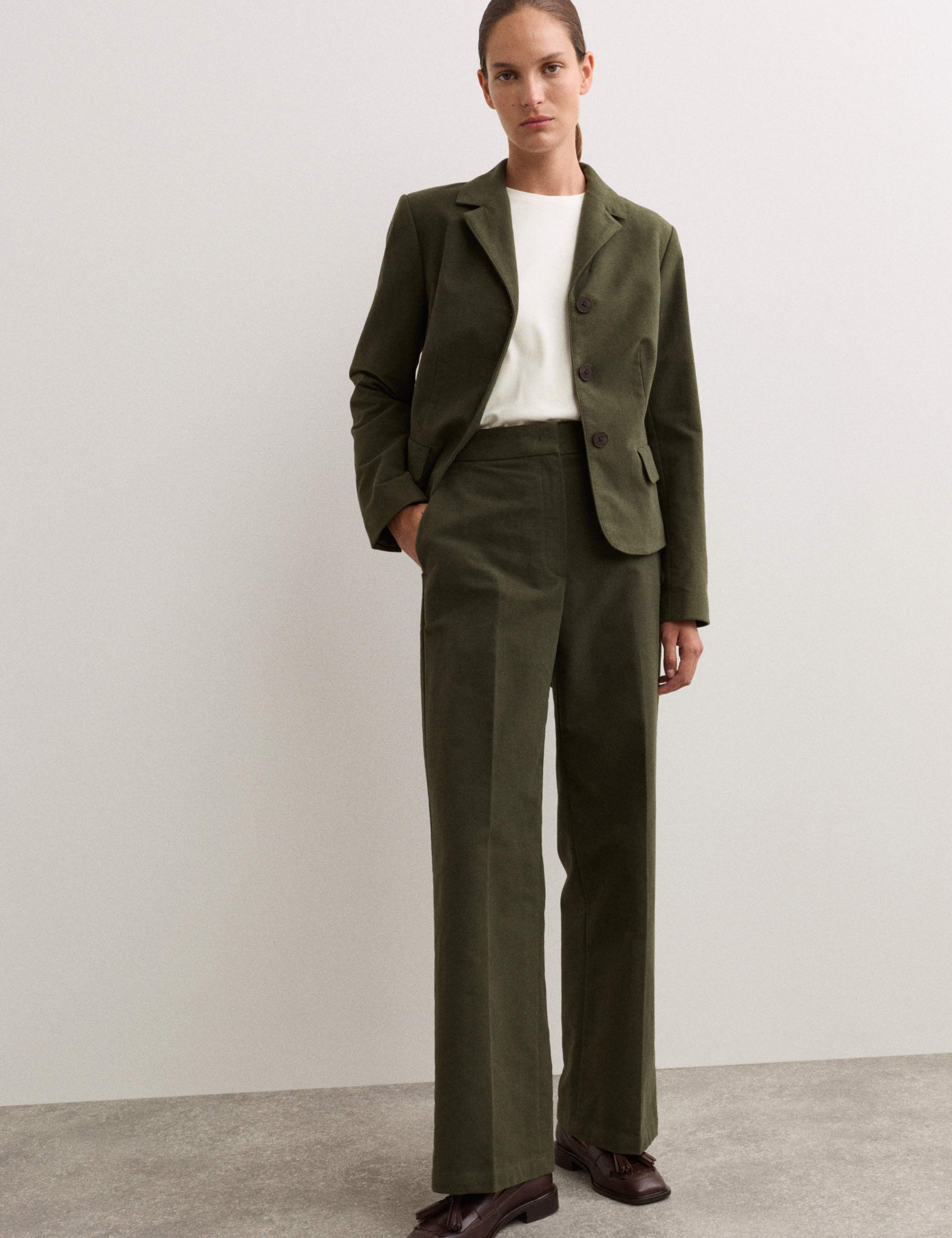 Cotton Rich Straight Leg Trousers 5 of 7