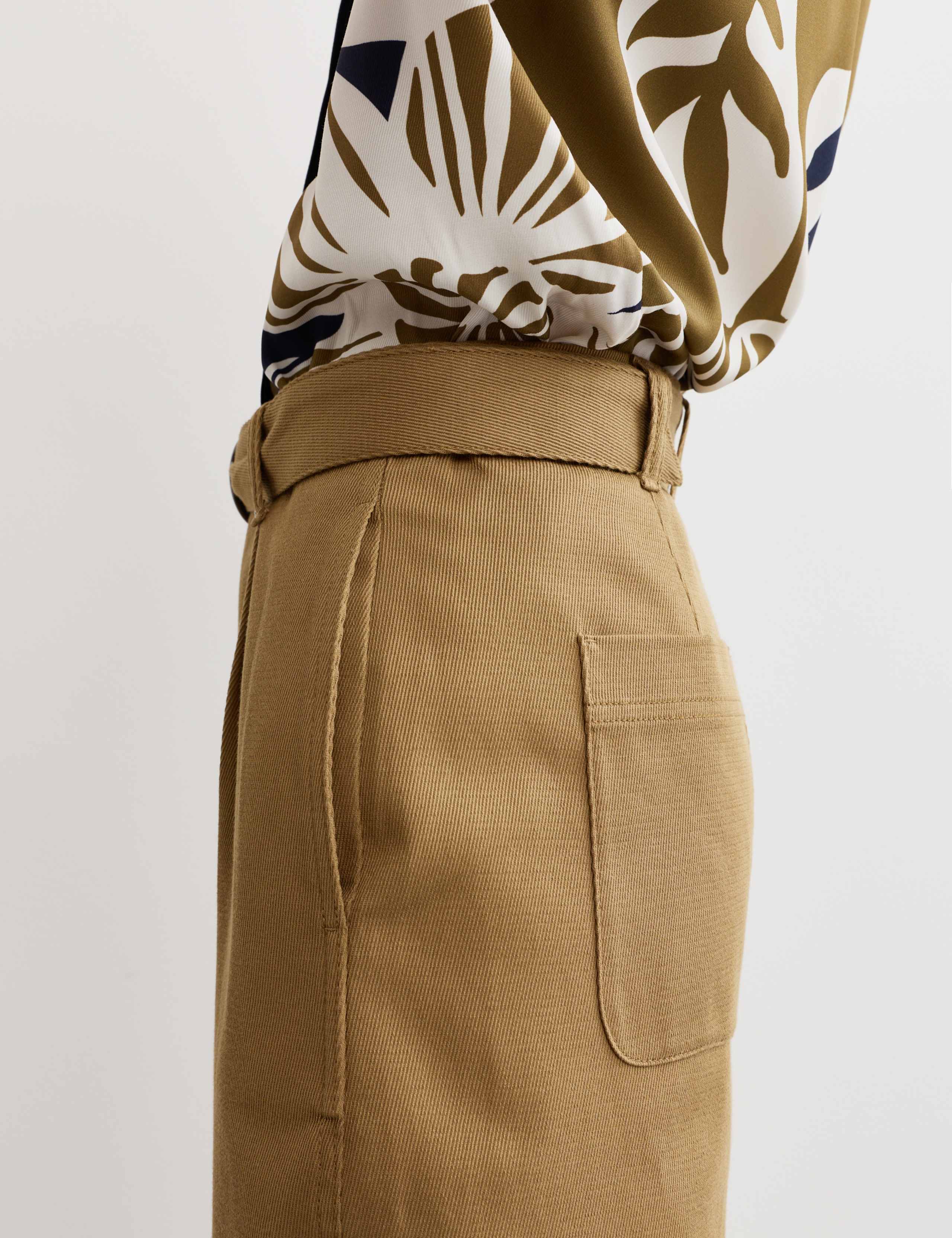 Cotton Rich Barrel Leg Trousers With Linen 3 of 8