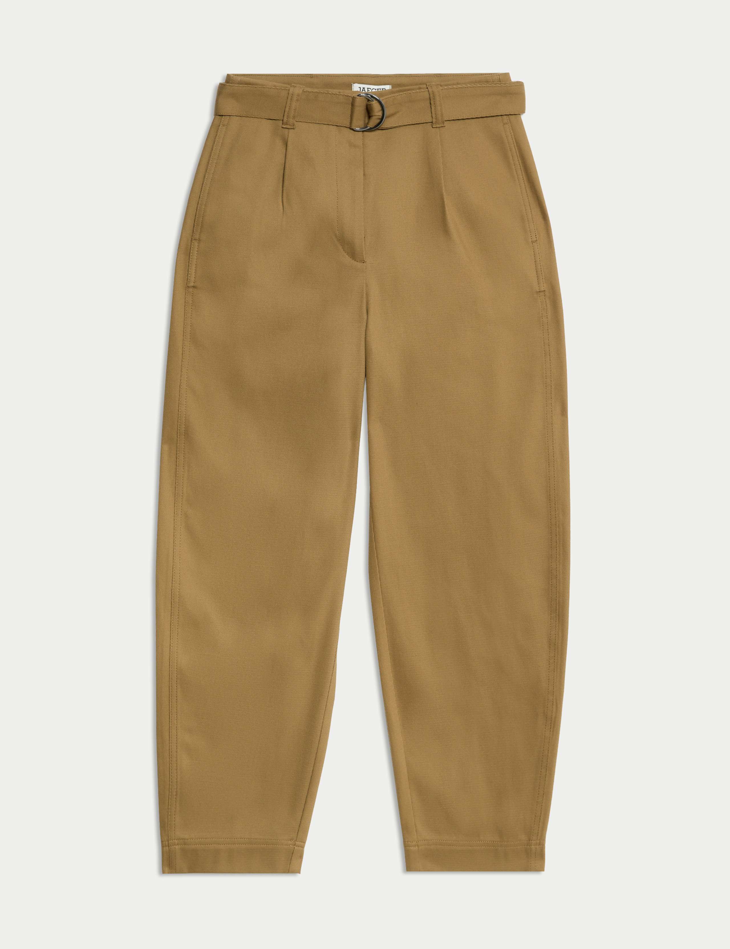 Cotton Rich Barrel Leg Trousers With Linen 2 of 8