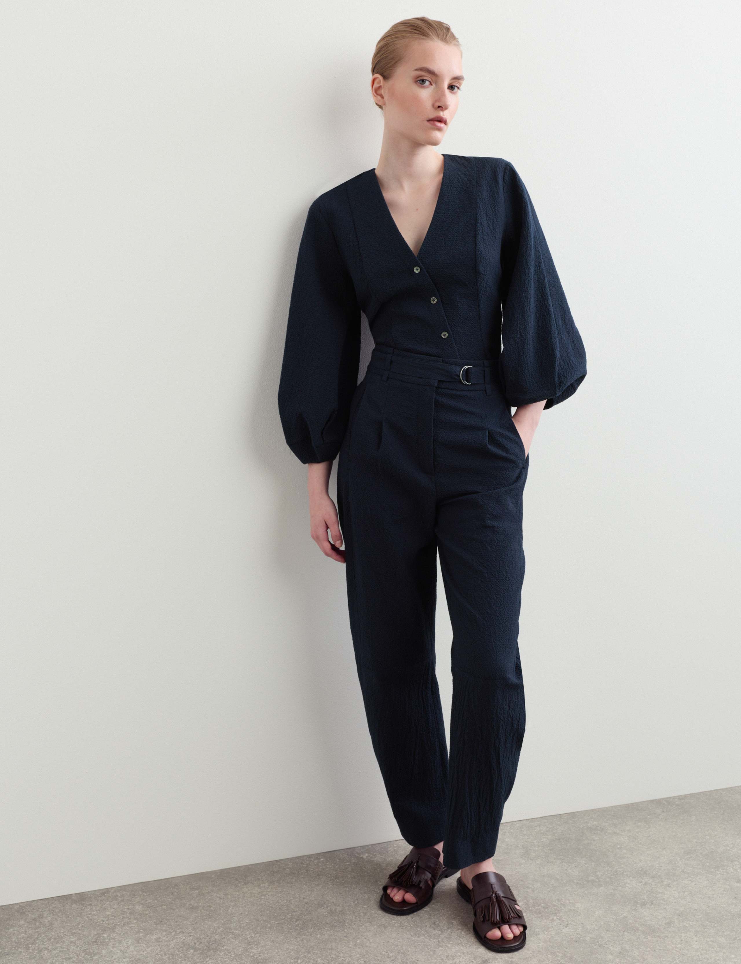 Cotton Rich Checked Barrel Leg Trousers 4 of 6