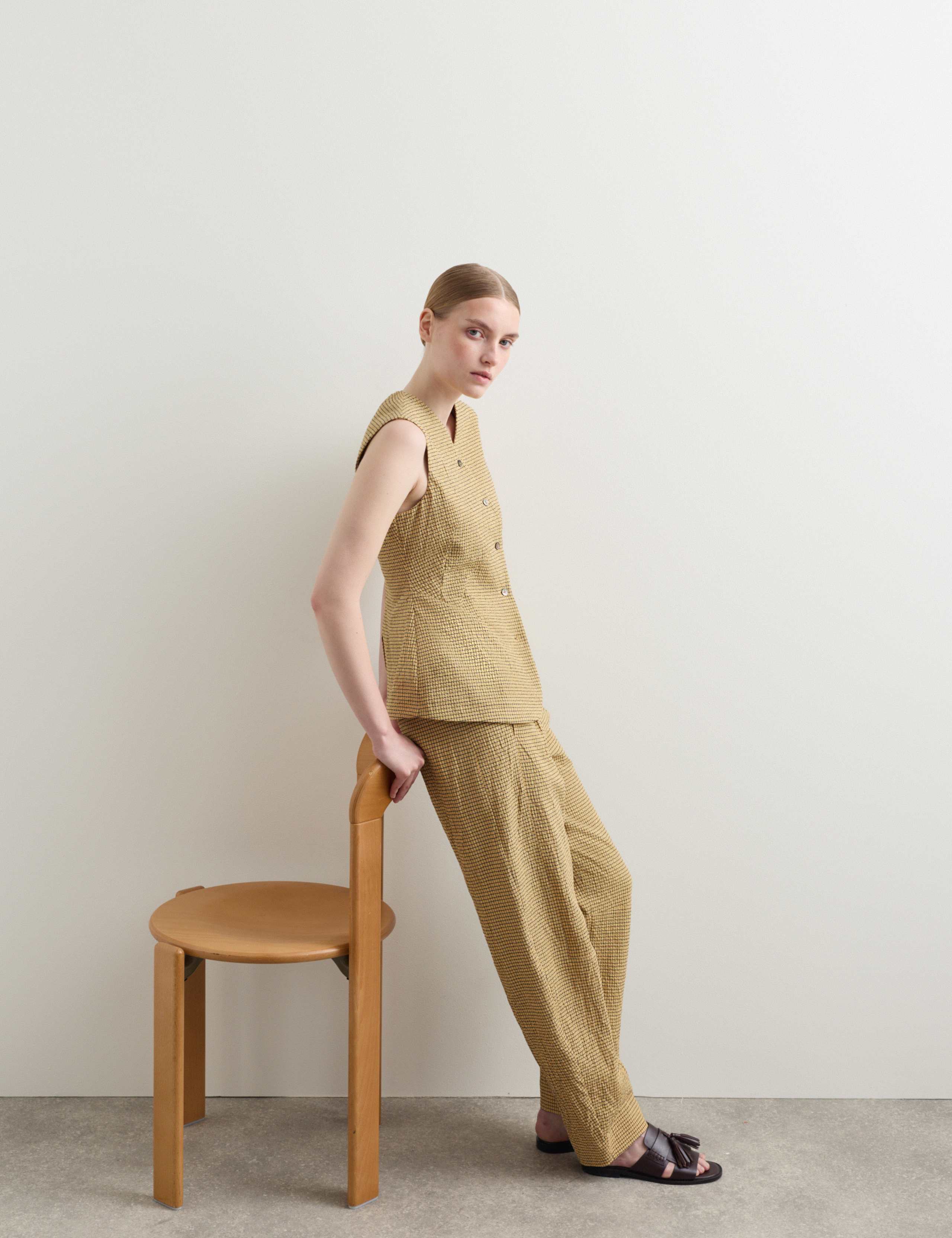 Cotton Rich Checked Barrel Leg Trousers 5 of 7