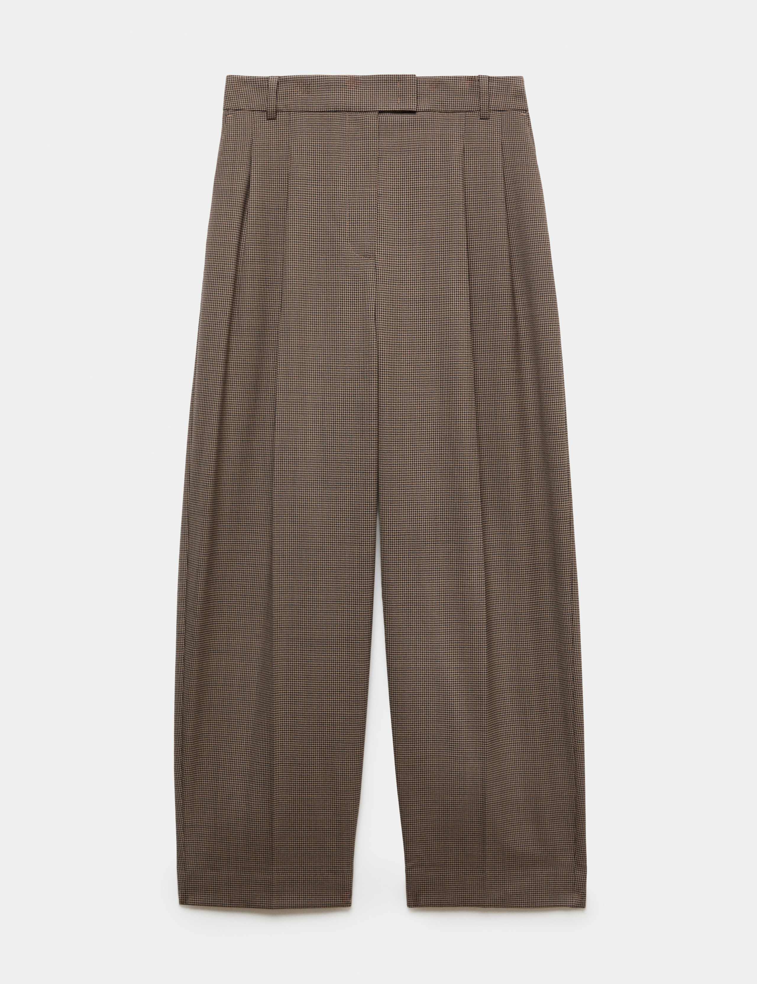 Wool Rich Dogtooth Pleat Front Tapered Trousers 2 of 6