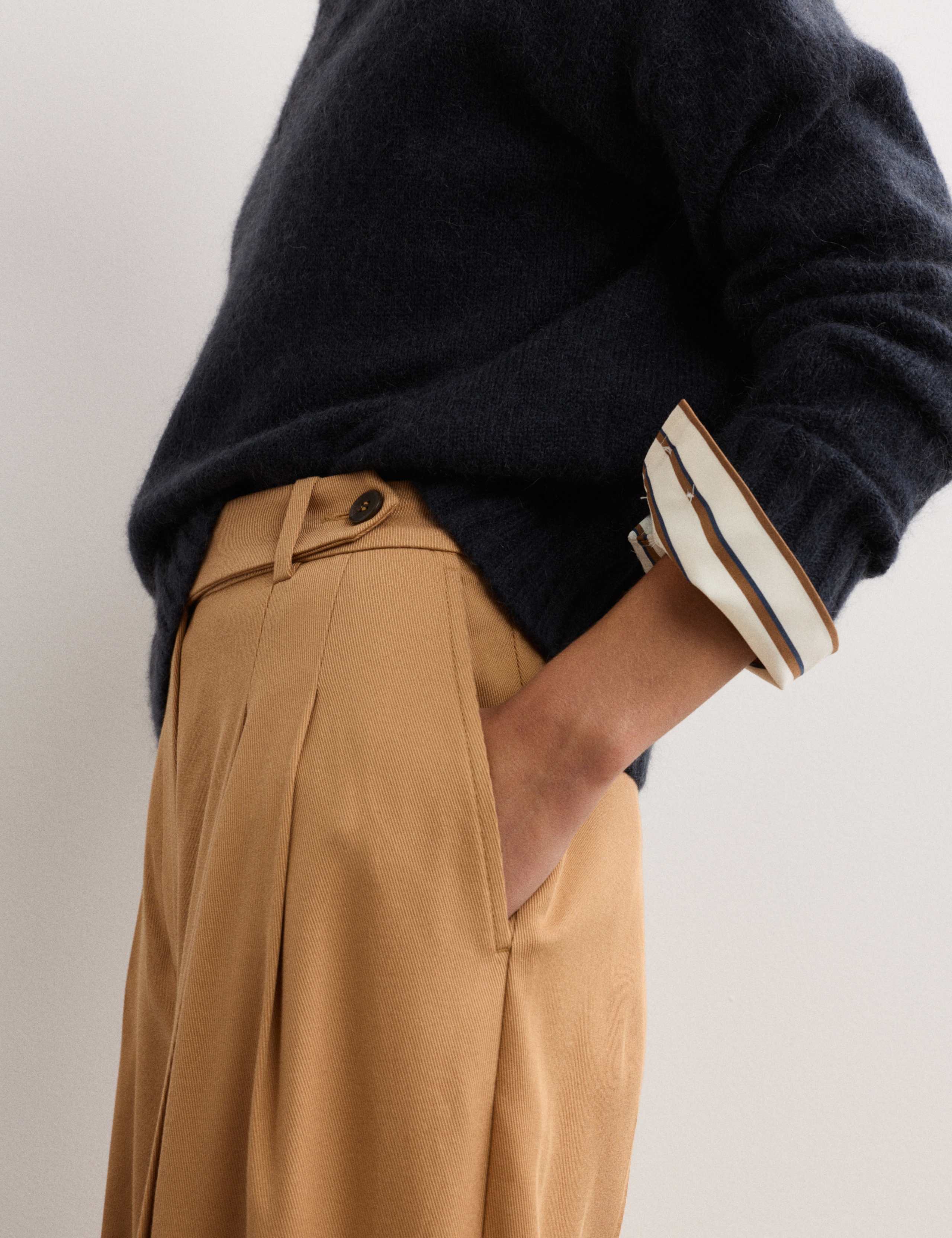 Twill Pleat Front Straight Leg Trousers 3 of 5