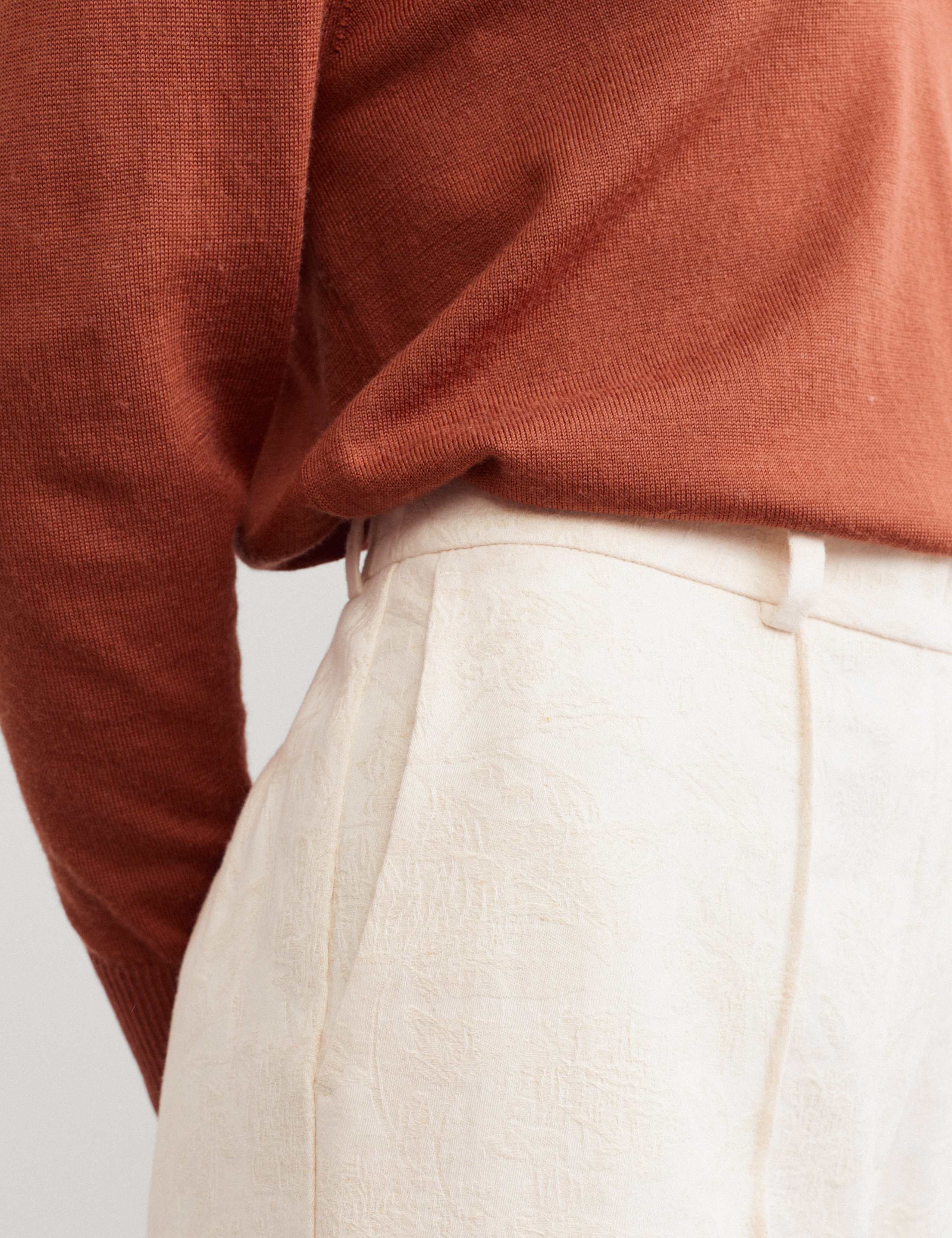Cotton Linen Jacquard Ankle Grazer Trousers 5 of 7
