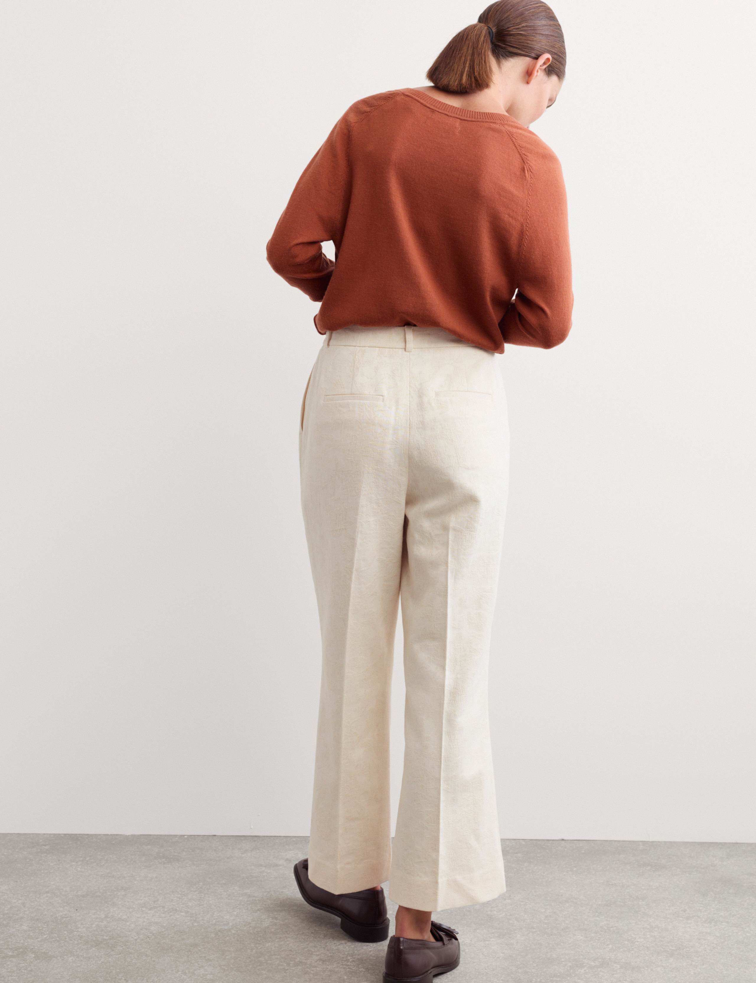 Cotton Linen Jacquard Ankle Grazer Trousers 7 of 7