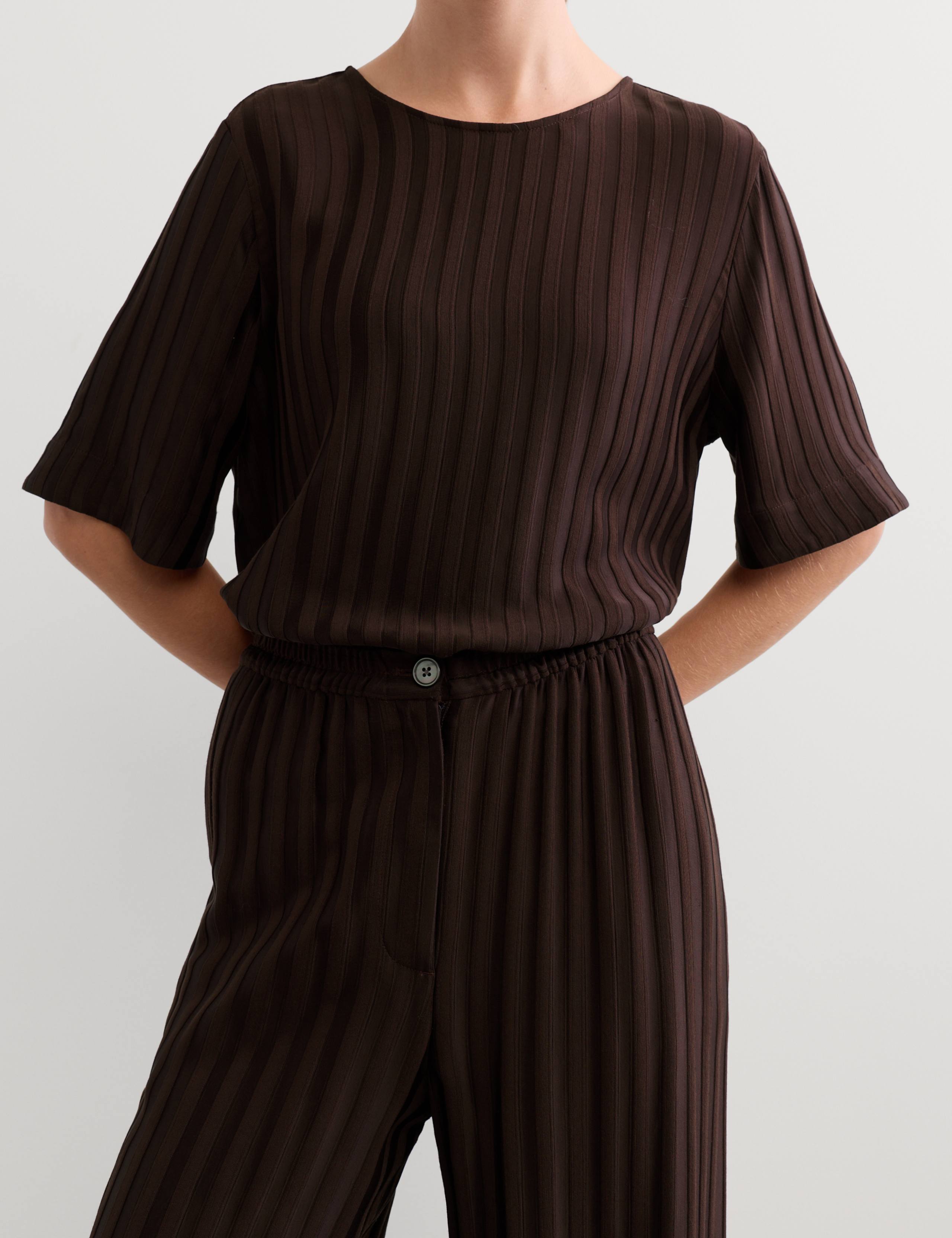 Textured Striped Wide Leg Trousers by JAEGER at M&S