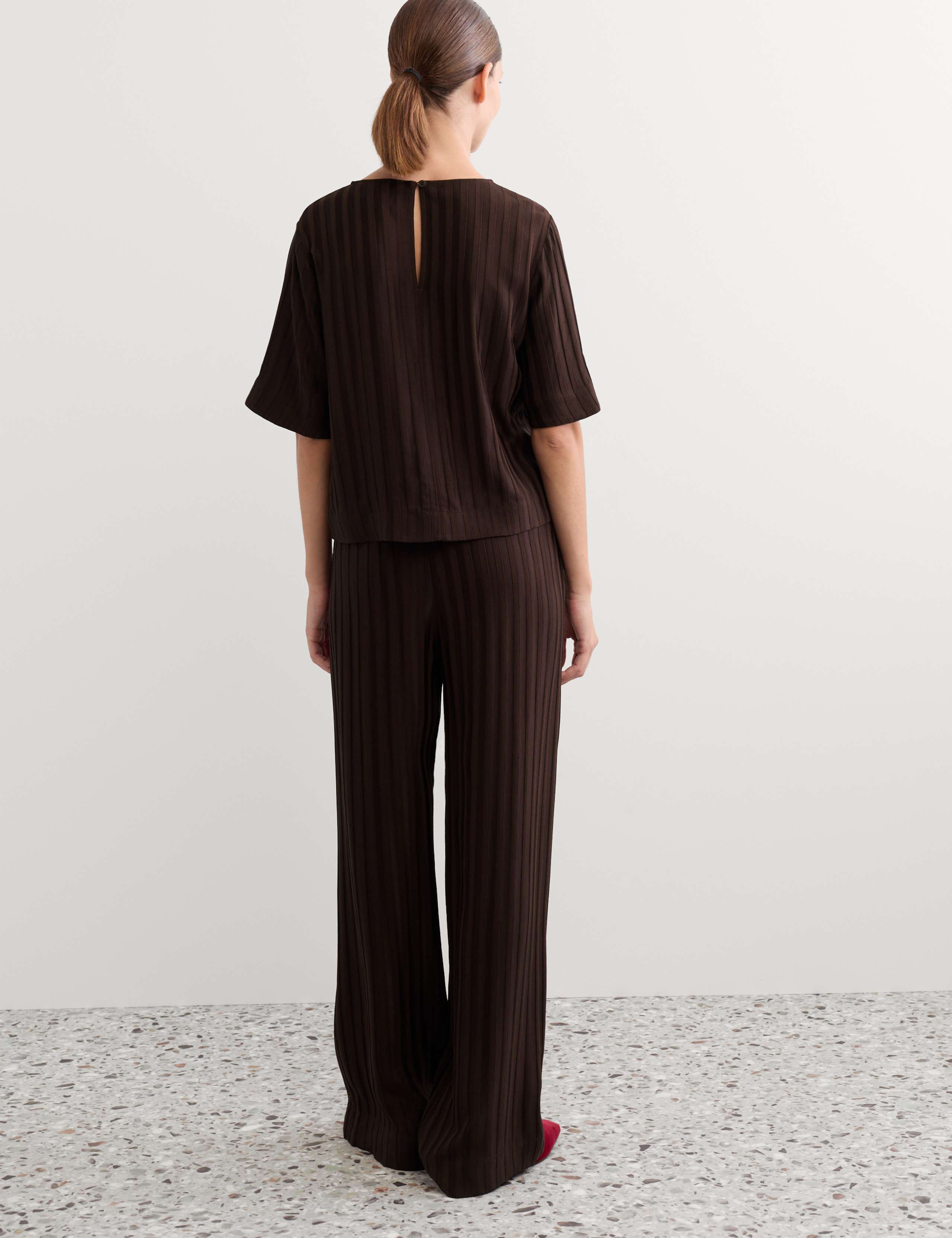 Textured Striped Wide Leg Trousers 6 of 7