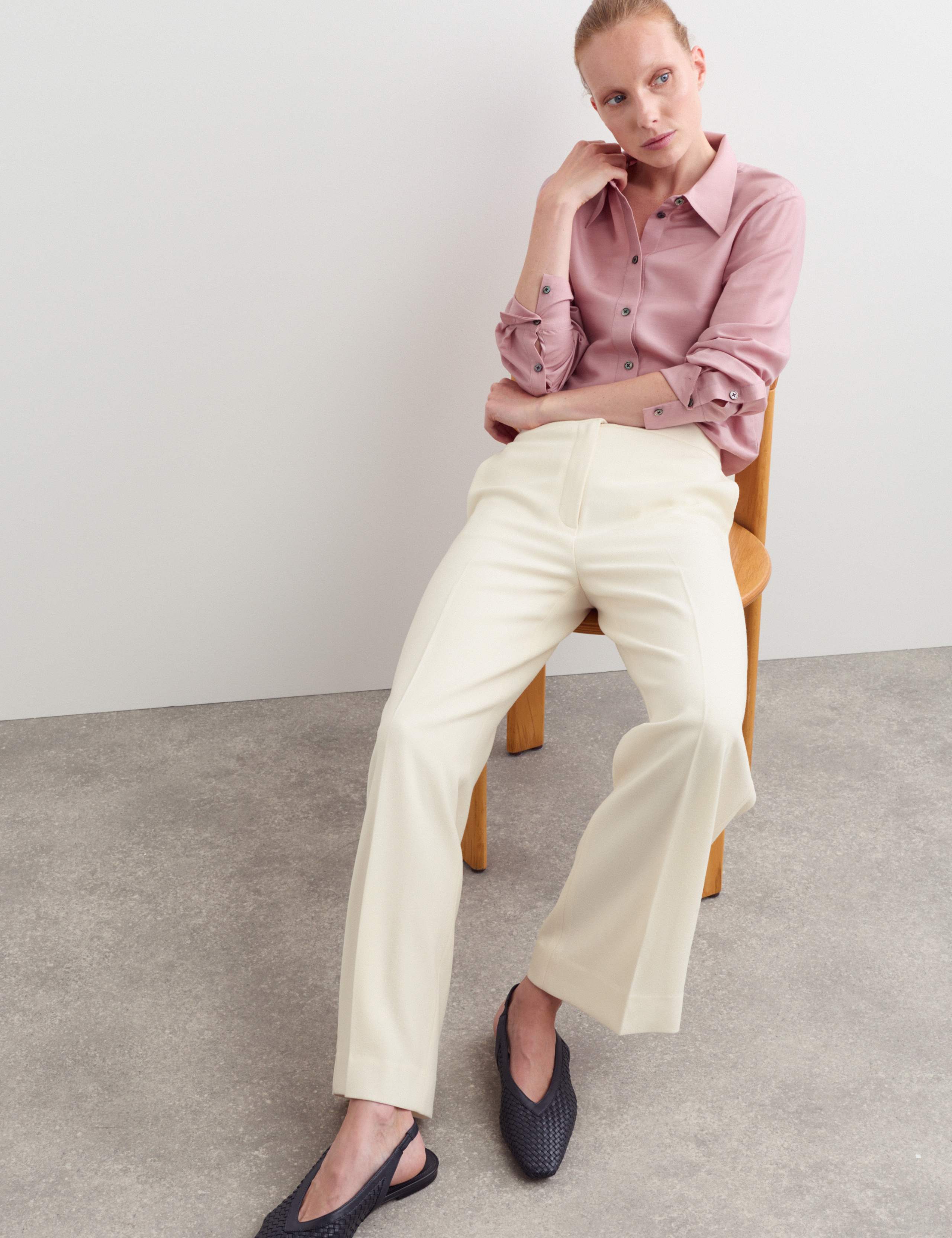 Pure Wool Crepe Wide Leg Trousers 4 of 6