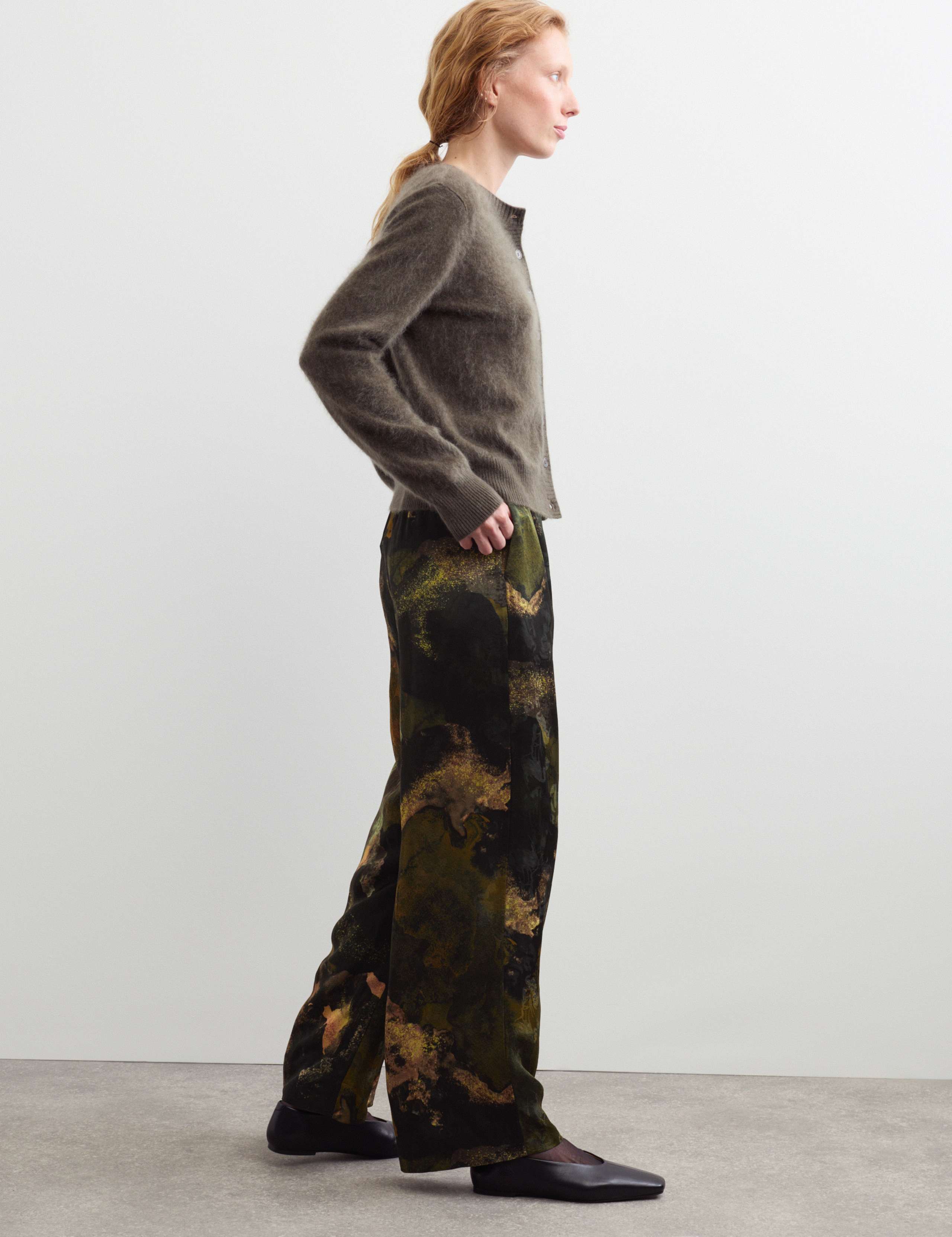 Jaquard Elasticated Waist Wide Leg Trousers 5 of 7