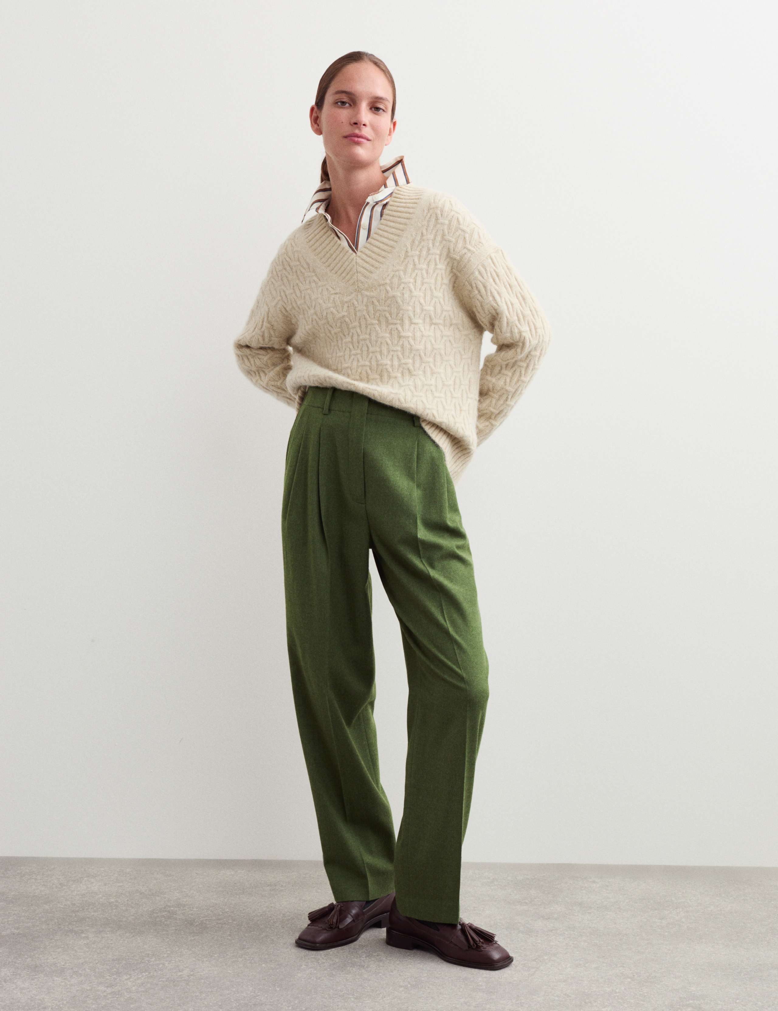 Wool Rich Flannel Tapered Trousers 1 of 5