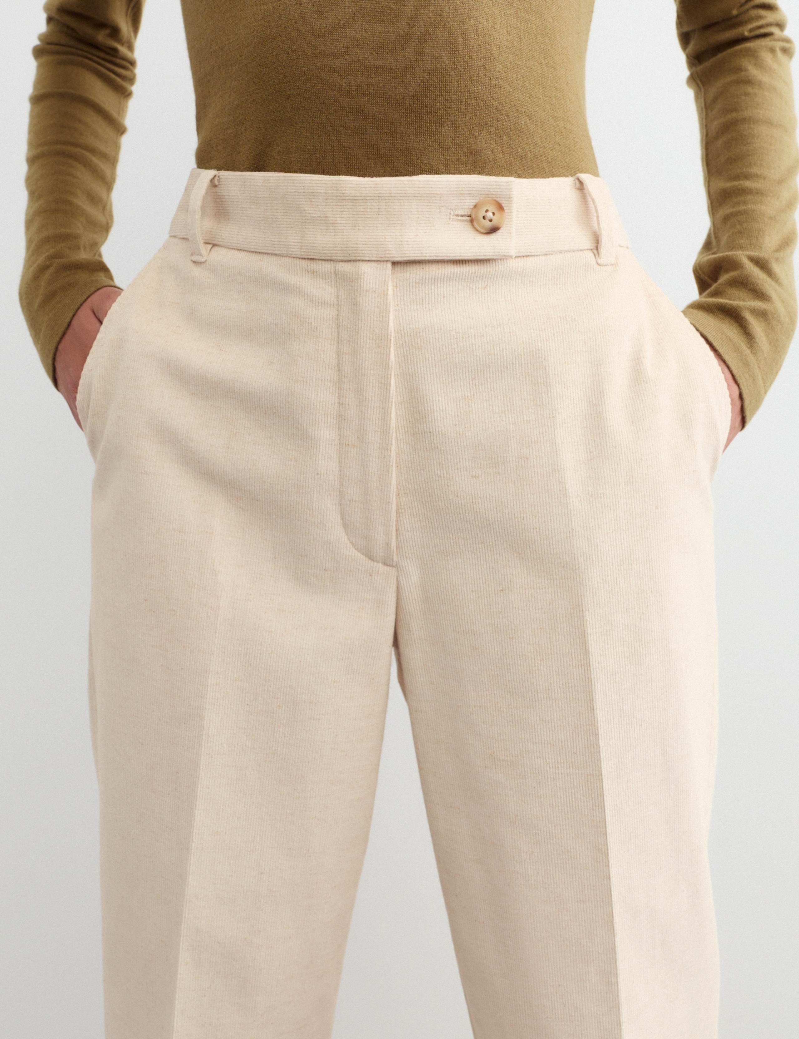 Cotton With Linen Cord Straight Leg Trousers 3 of 6