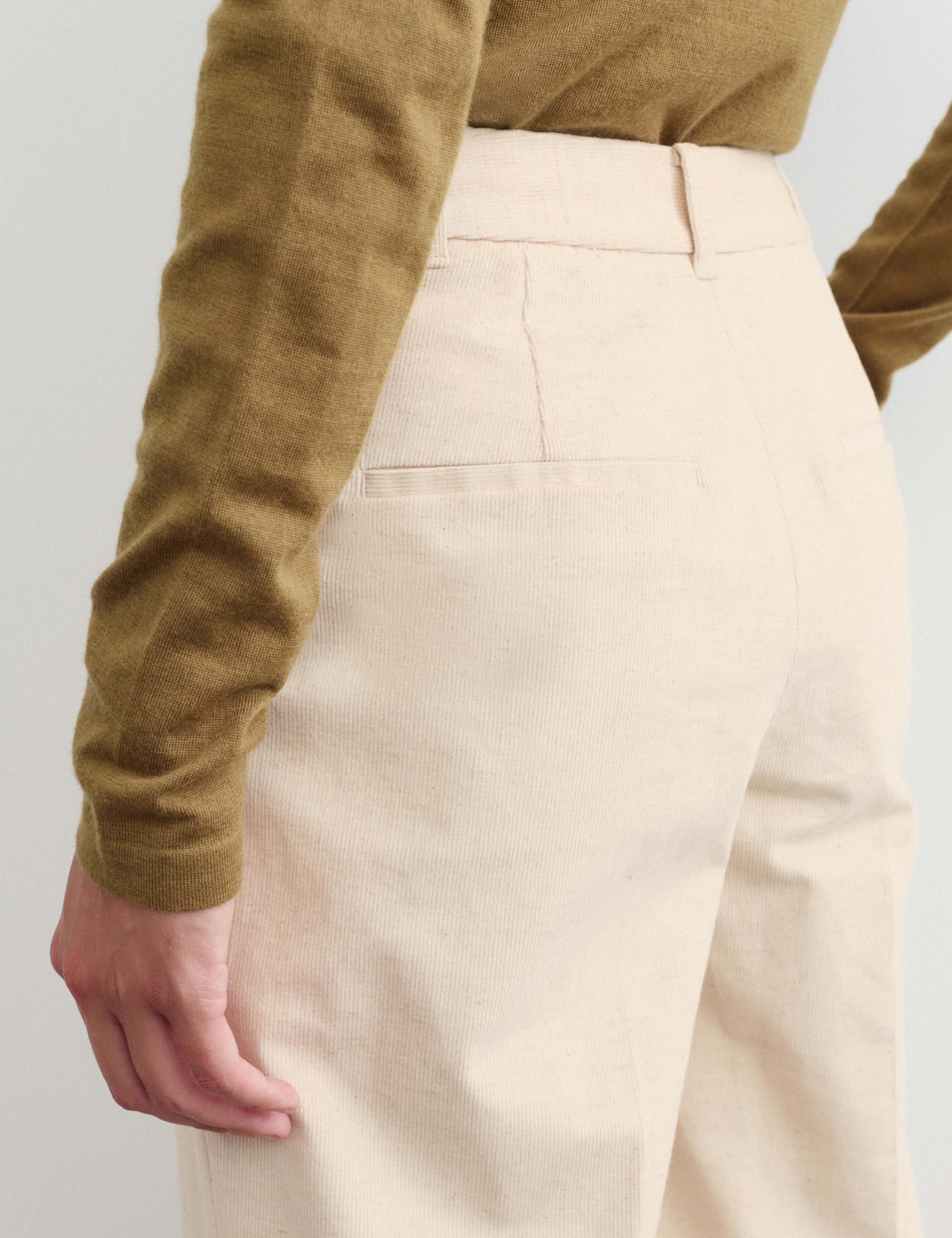 Cotton With Linen Cord Straight Leg Trousers 4 of 6