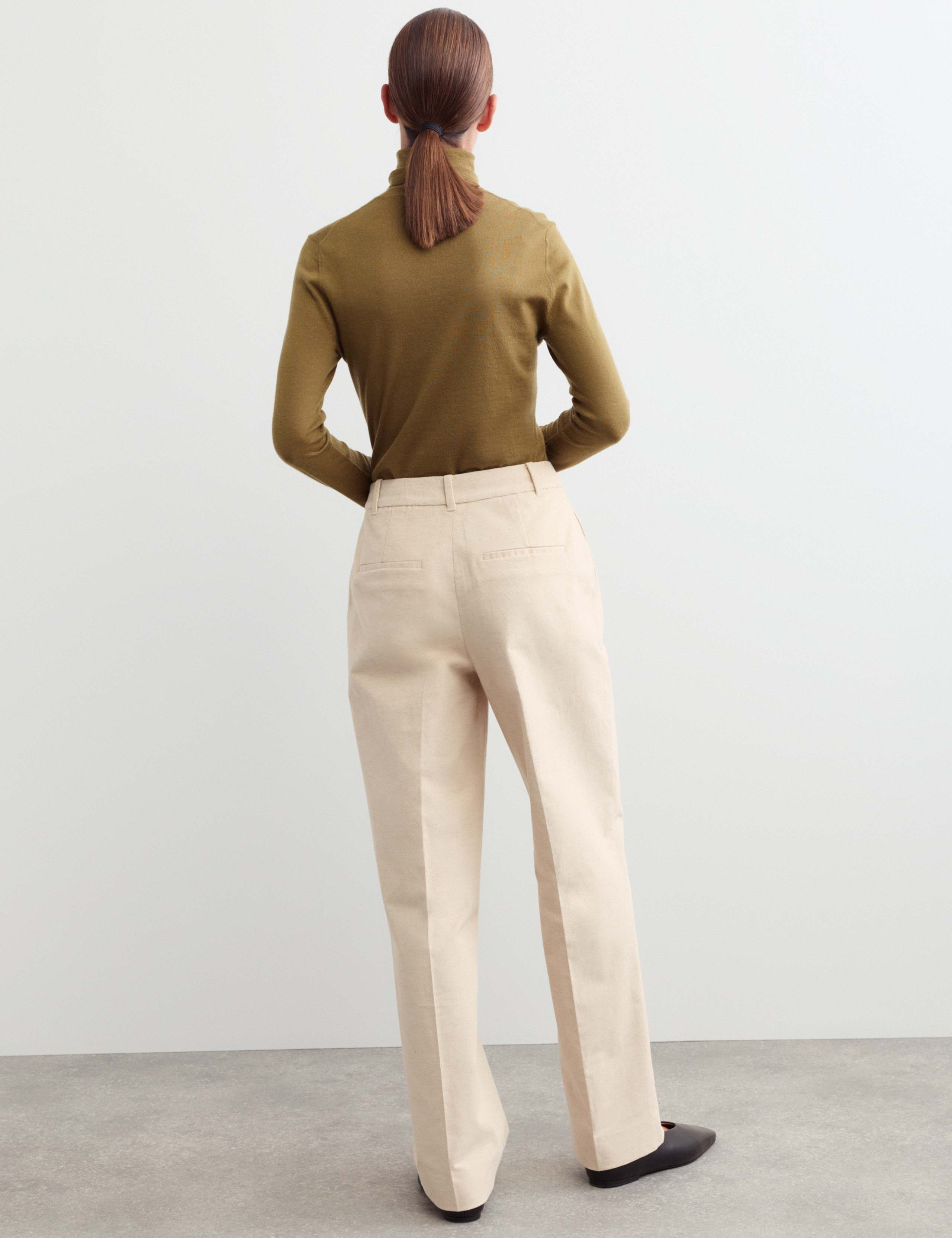 Cotton With Linen Cord Straight Leg Trousers 5 of 6