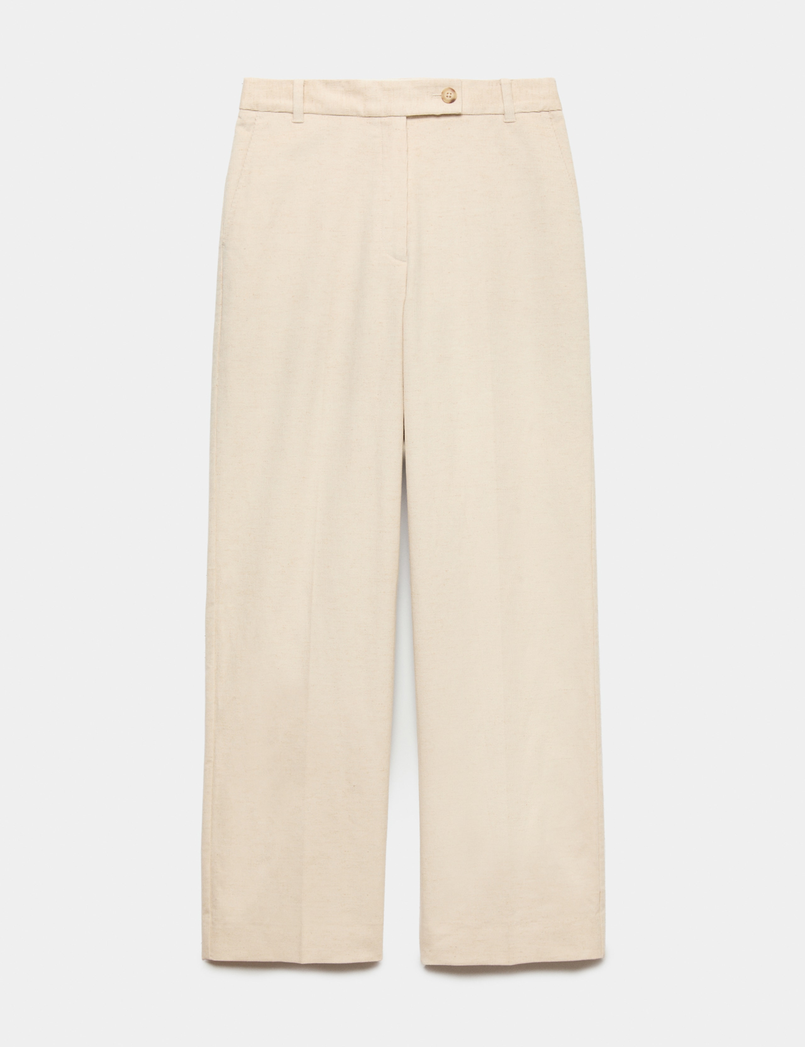 Cotton With Linen Cord Straight Leg Trousers 2 of 6