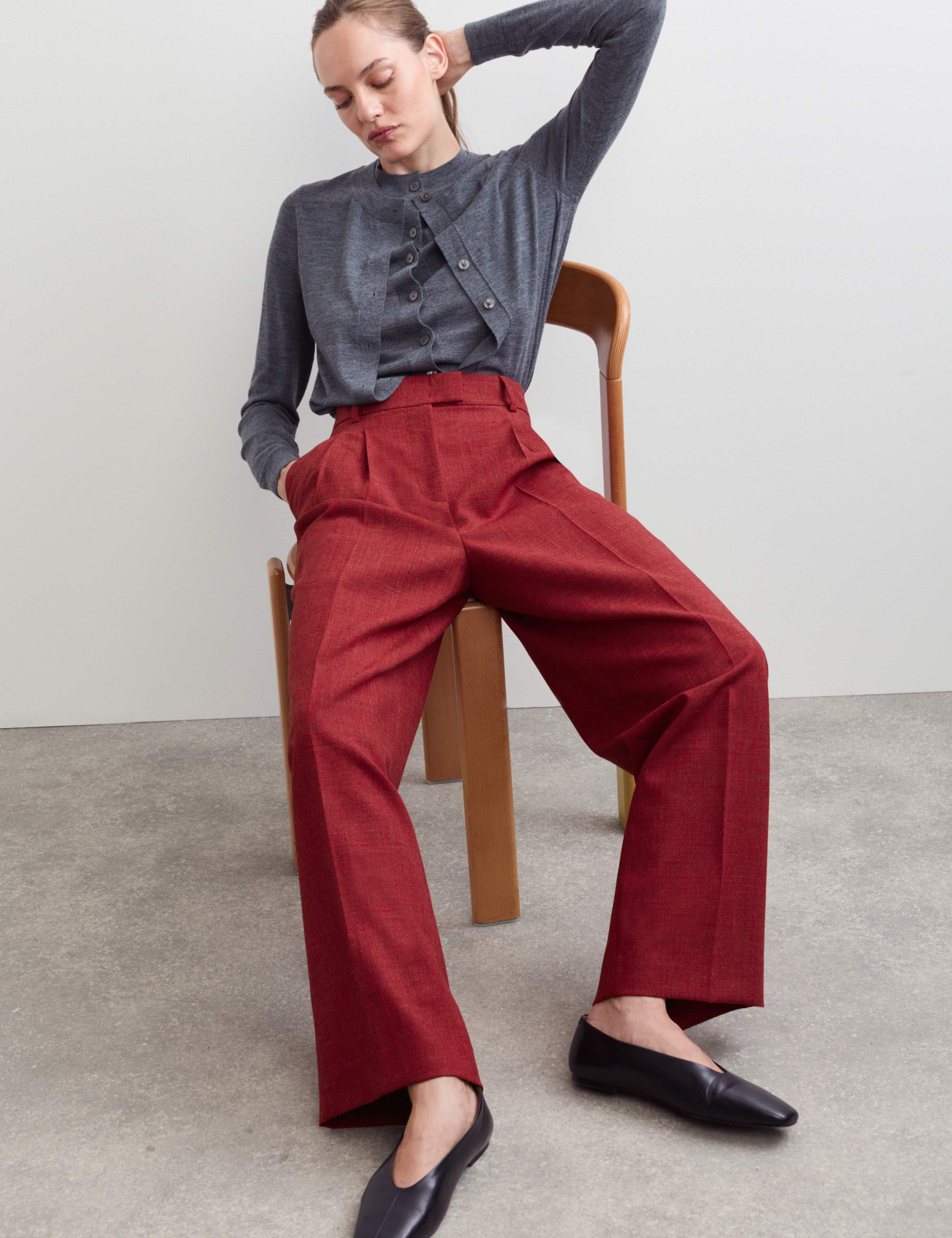 Italian Wool Rich Wide Leg Trousers 4 of 7