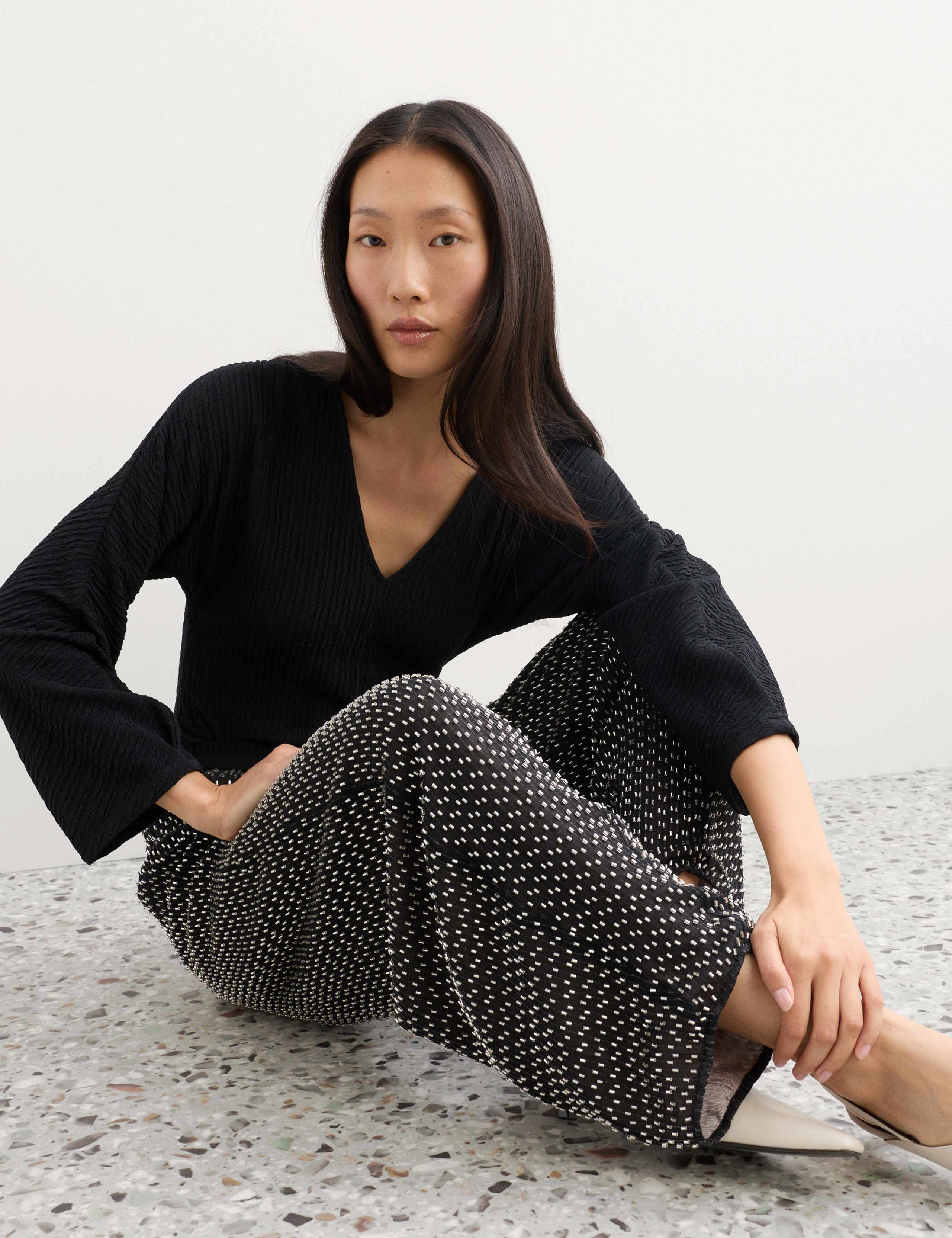 Embellished Barrel Leg Ankle Grazer Trousers 7 of 7