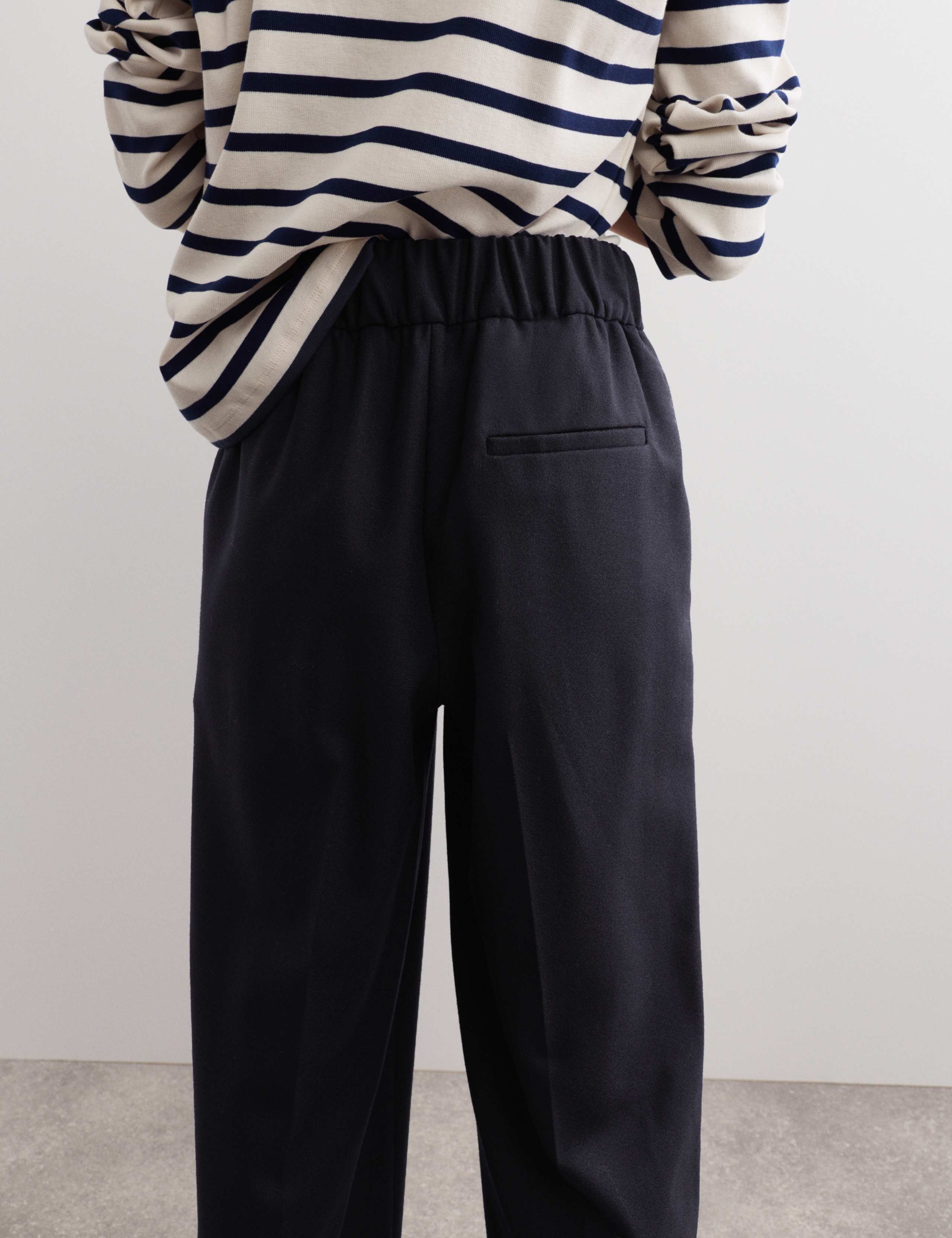 Pure Wool Elasticated Waist Tapered Fit Trousers 4 of 7