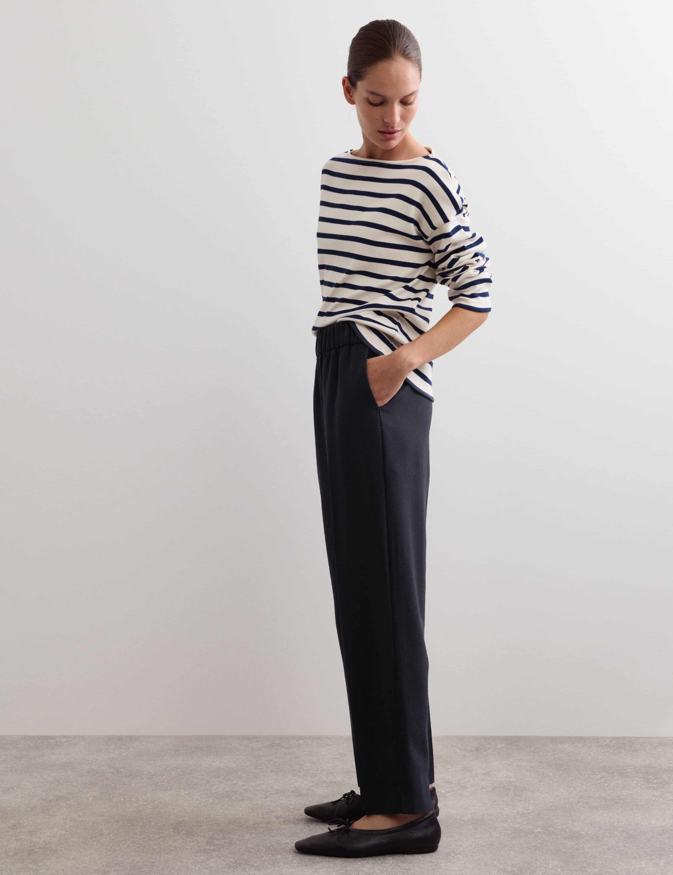 Pure Wool Elasticated Waist Tapered Fit Trousers 5 of 7