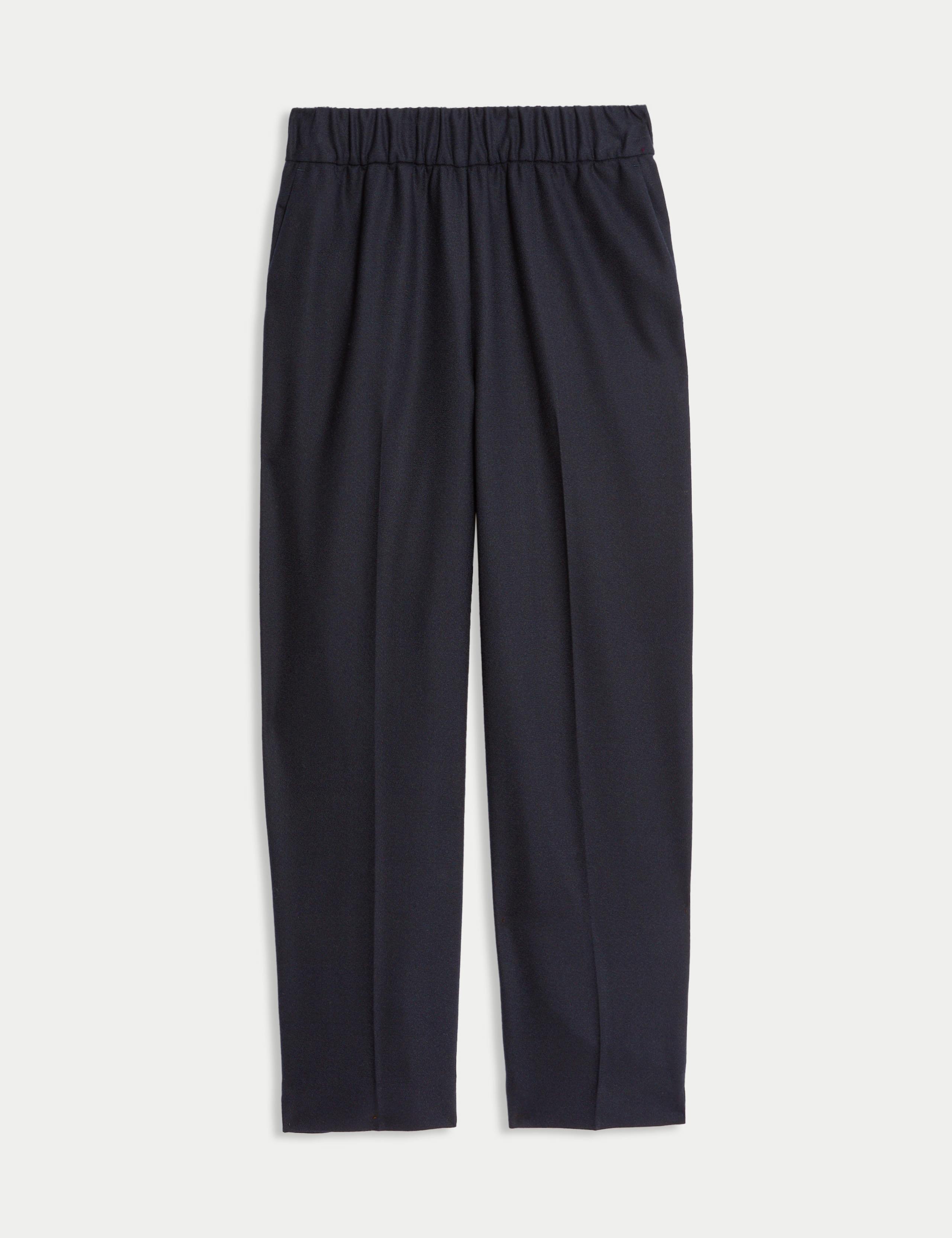 Pure Wool Elasticated Waist Tapered Fit Trousers 2 of 7
