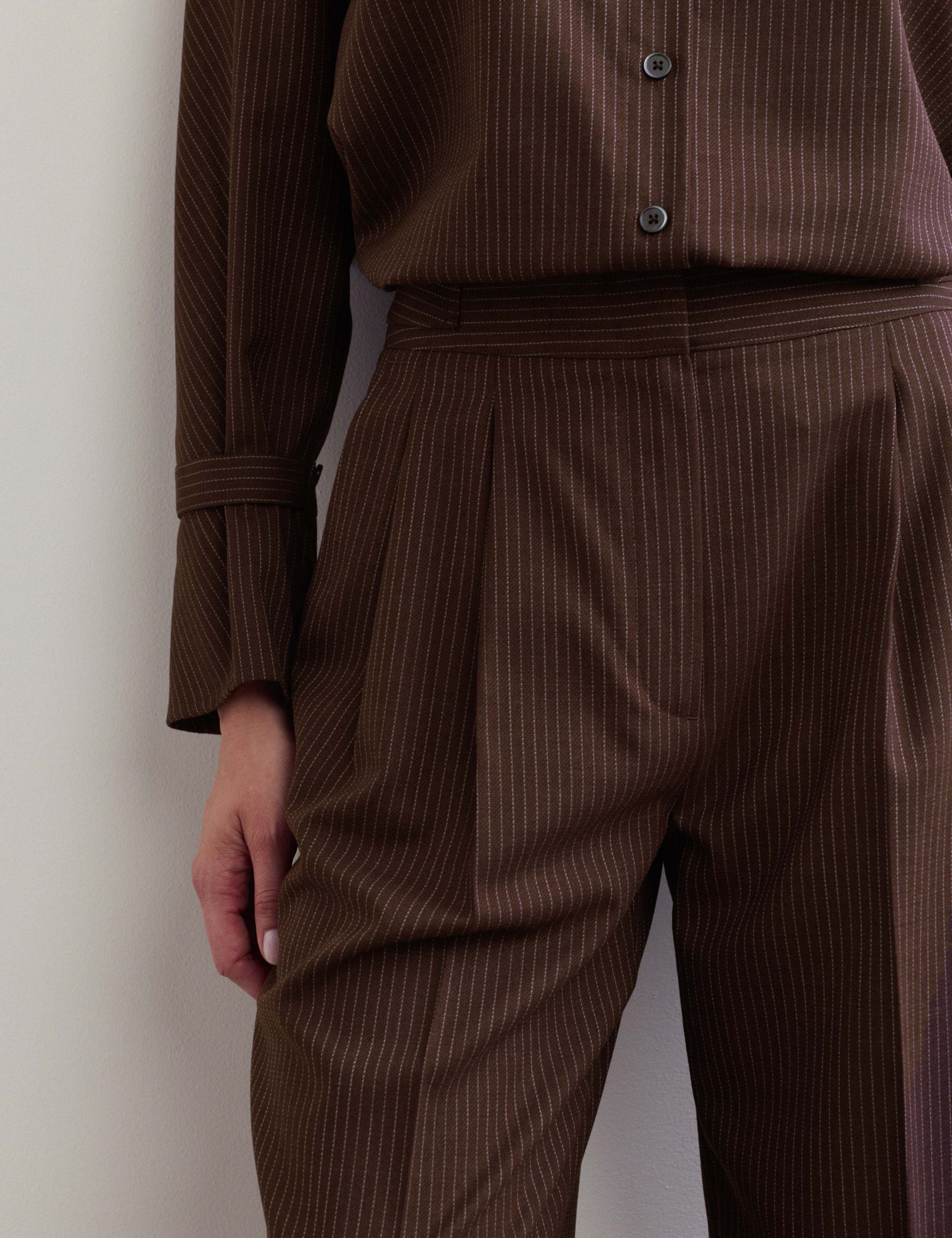 Wool Rich Pinstripe Tapered Trousers 3 of 7