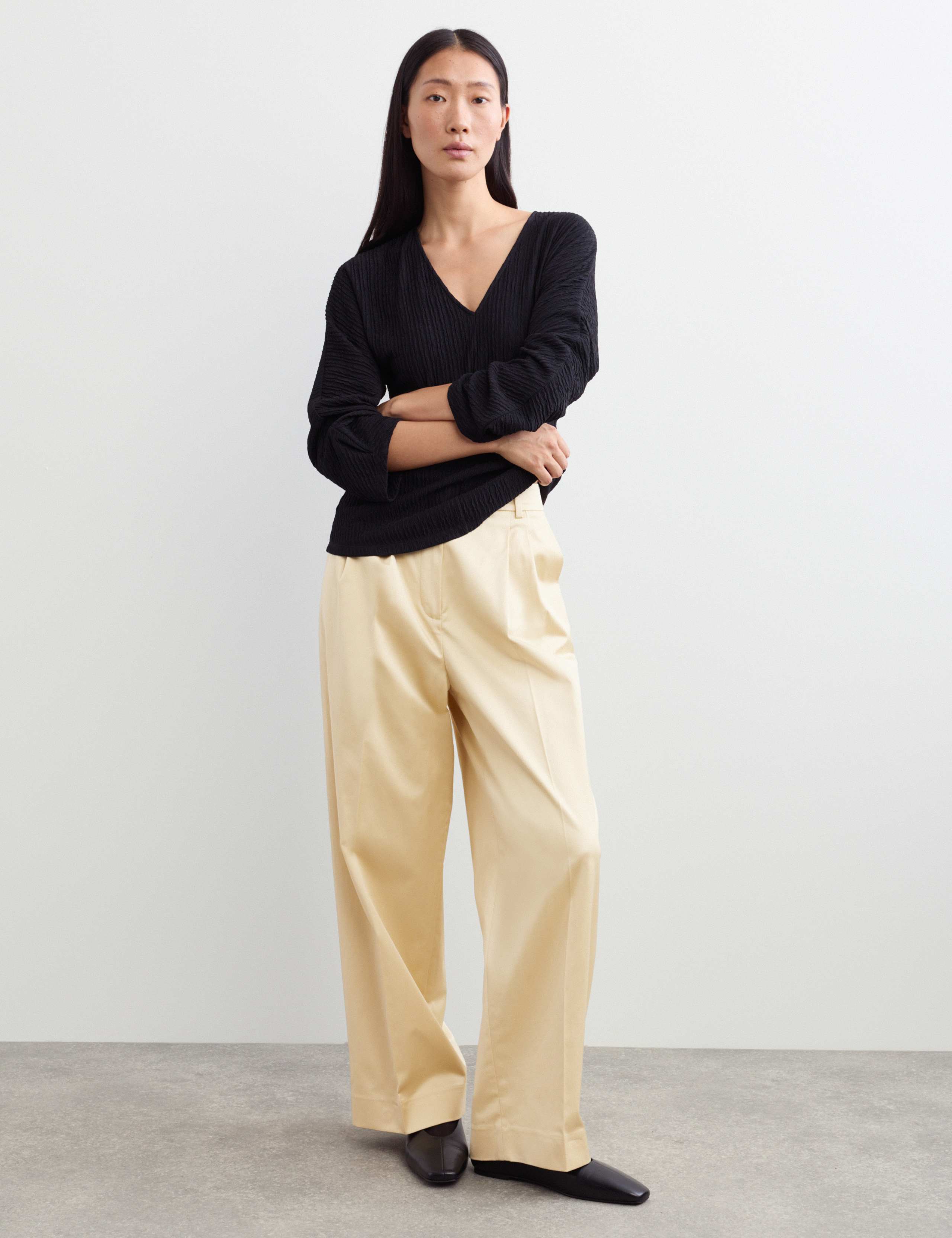 Cotton Rich Pleat Front Cropped Trousers 1 of 6