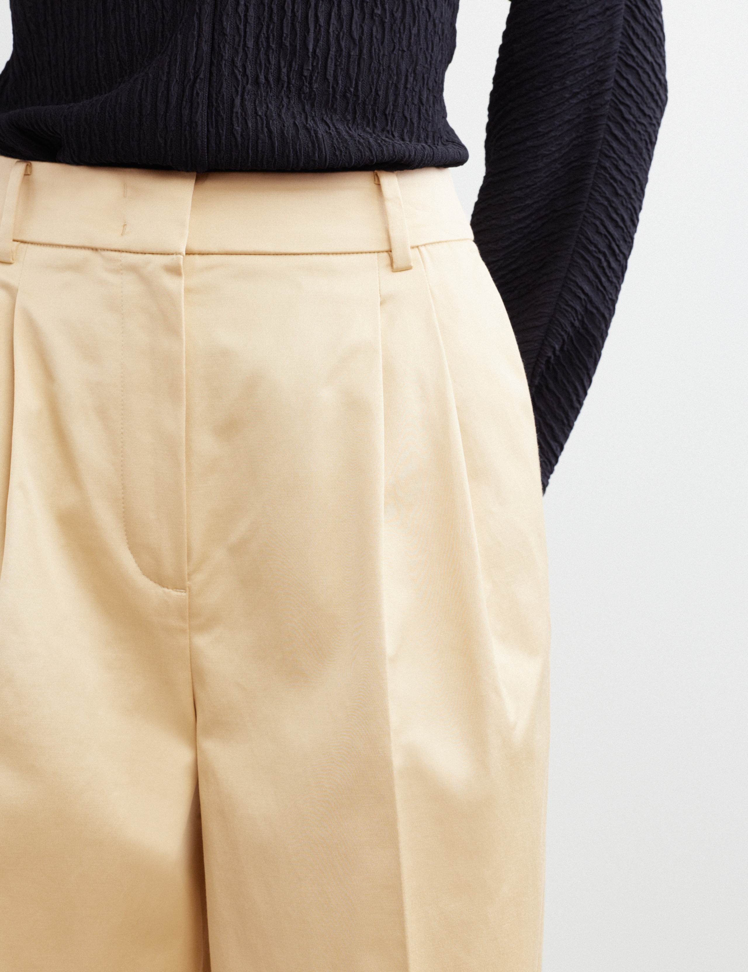 Cotton Rich Pleat Front Cropped Trousers 3 of 6