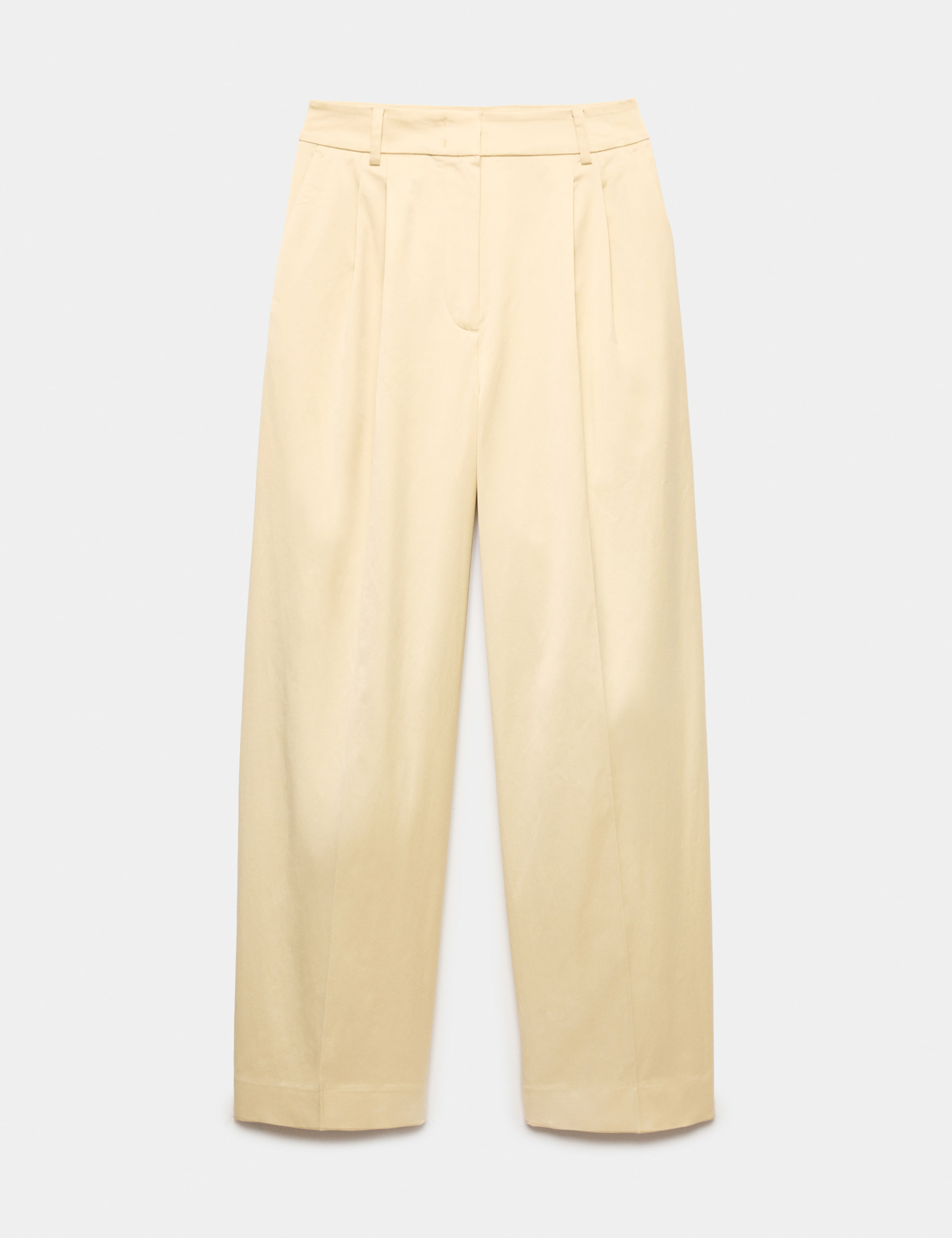 Cotton Rich Pleat Front Cropped Trousers 2 of 6