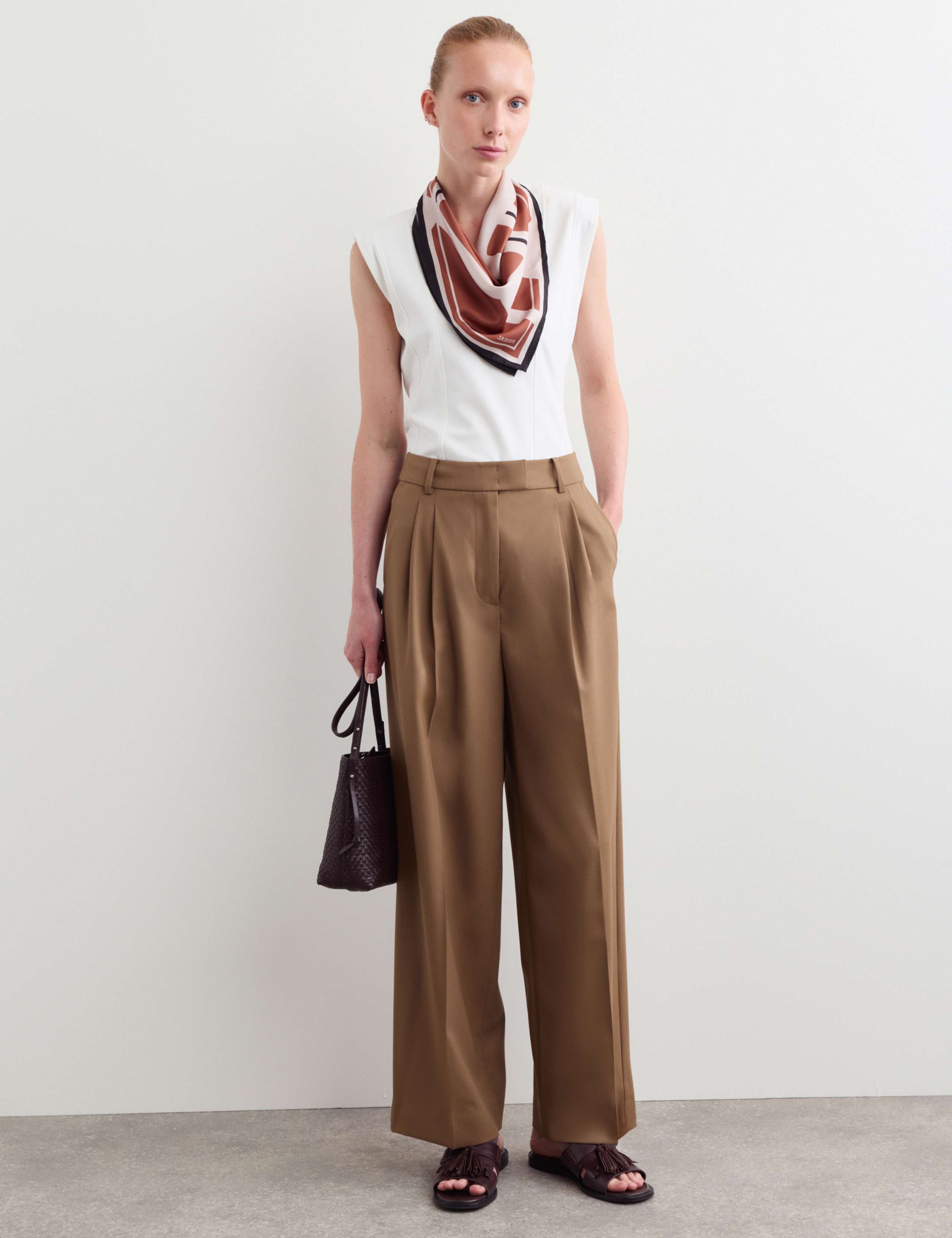 Wool Rich Pleat Front Wide Leg Trousers 1 of 7