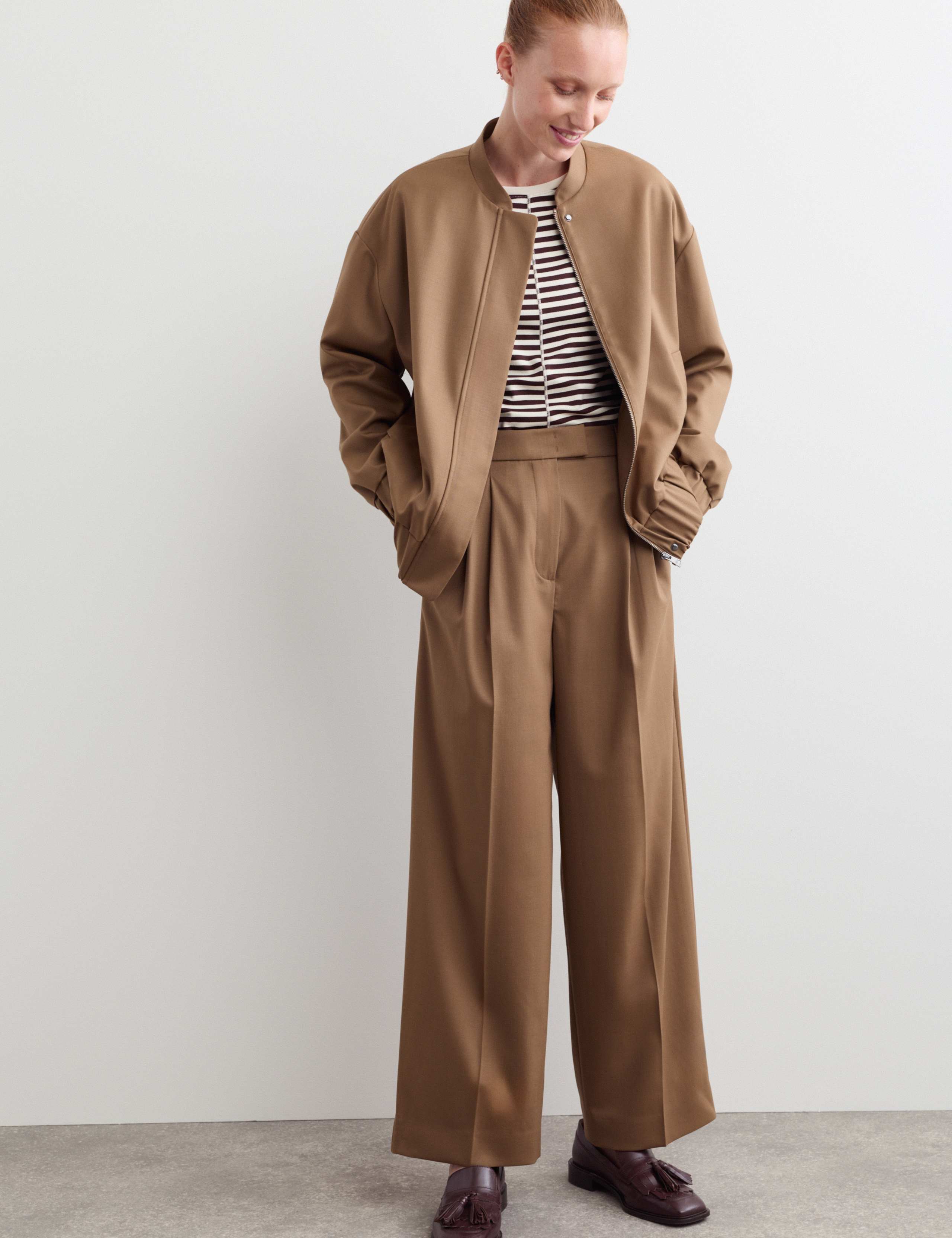 Wool Rich Pleat Front Wide Leg Trousers 4 of 7