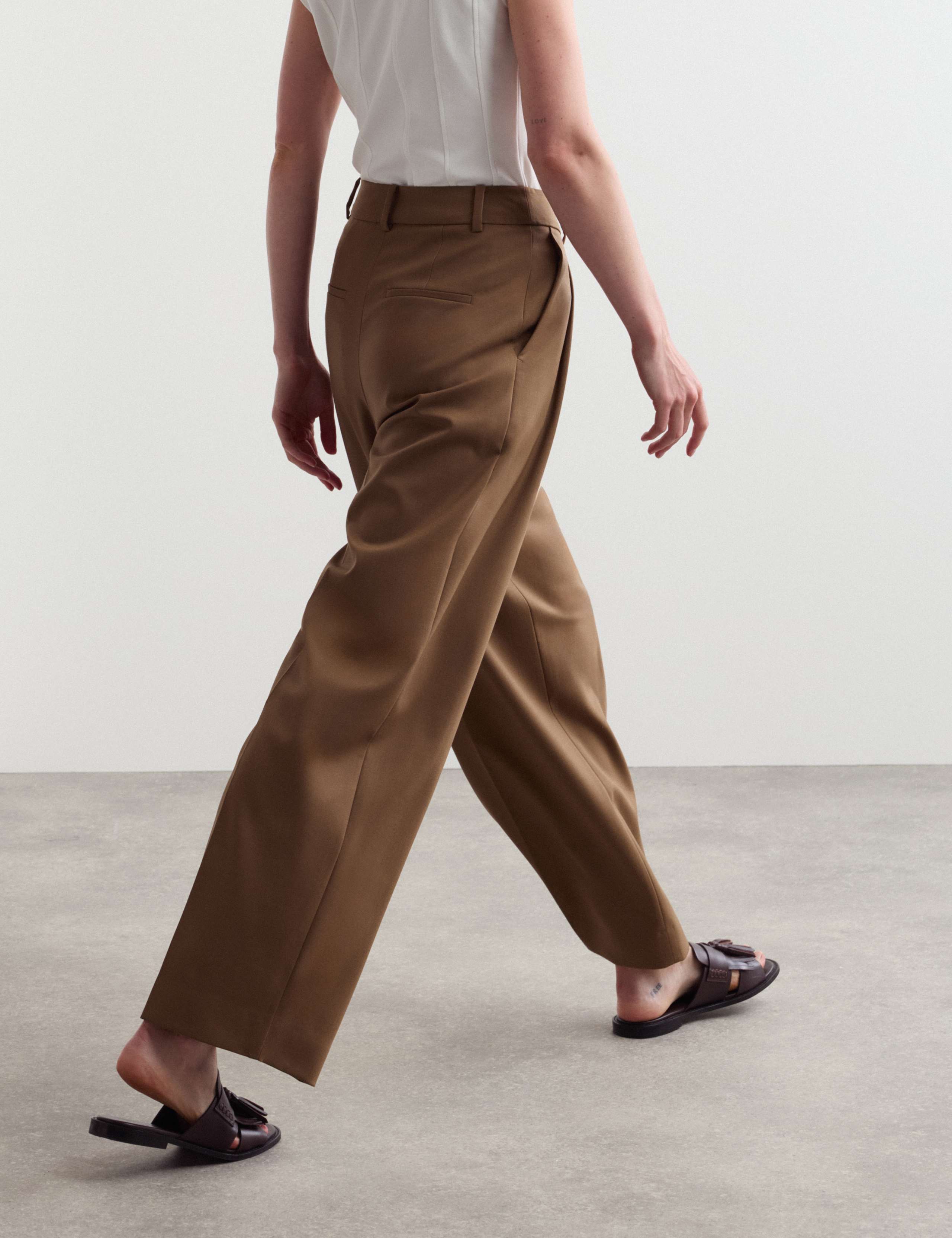 Wool Rich Pleat Front Wide Leg Trousers 5 of 7