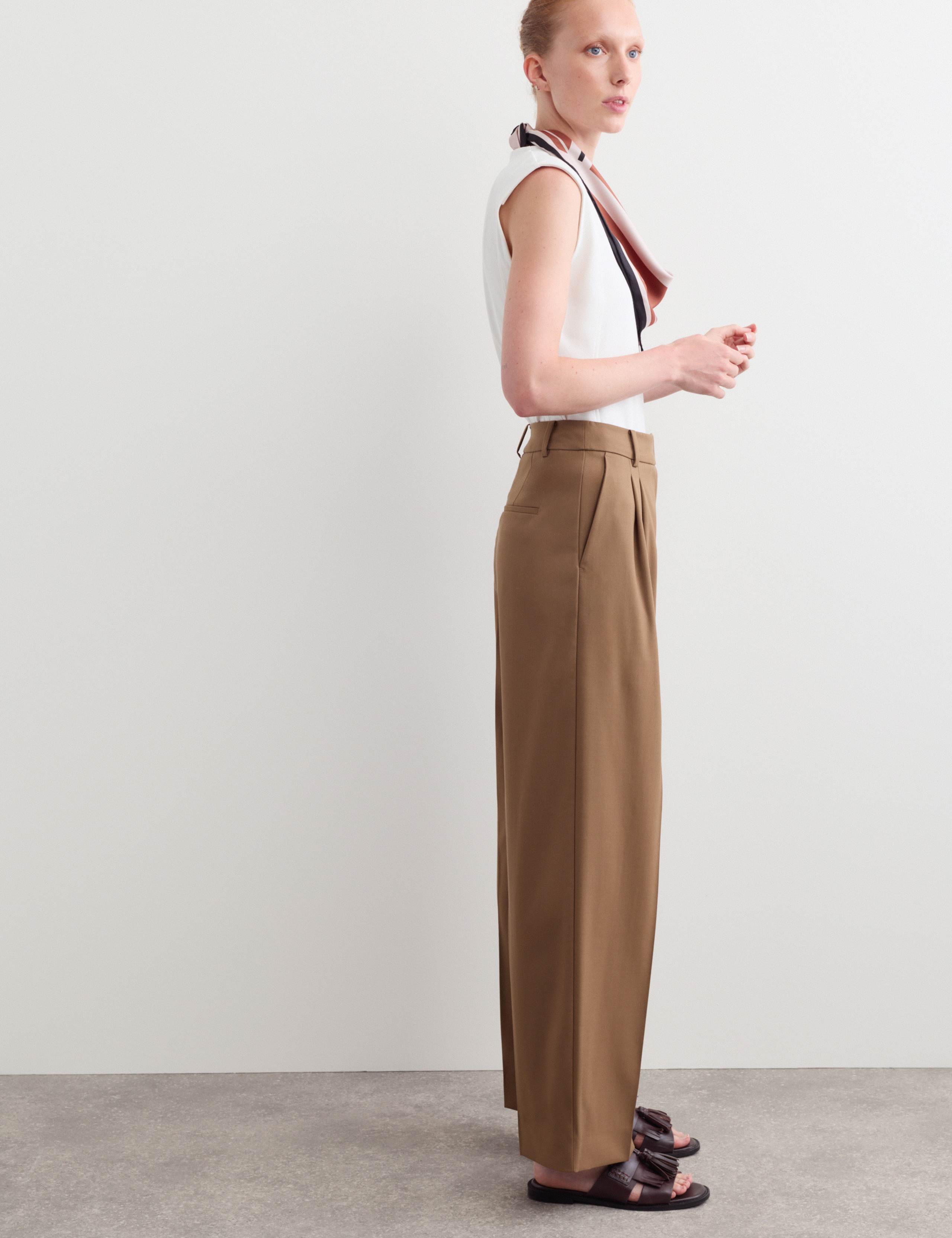 Wool Rich Pleat Front Wide Leg Trousers 6 of 7