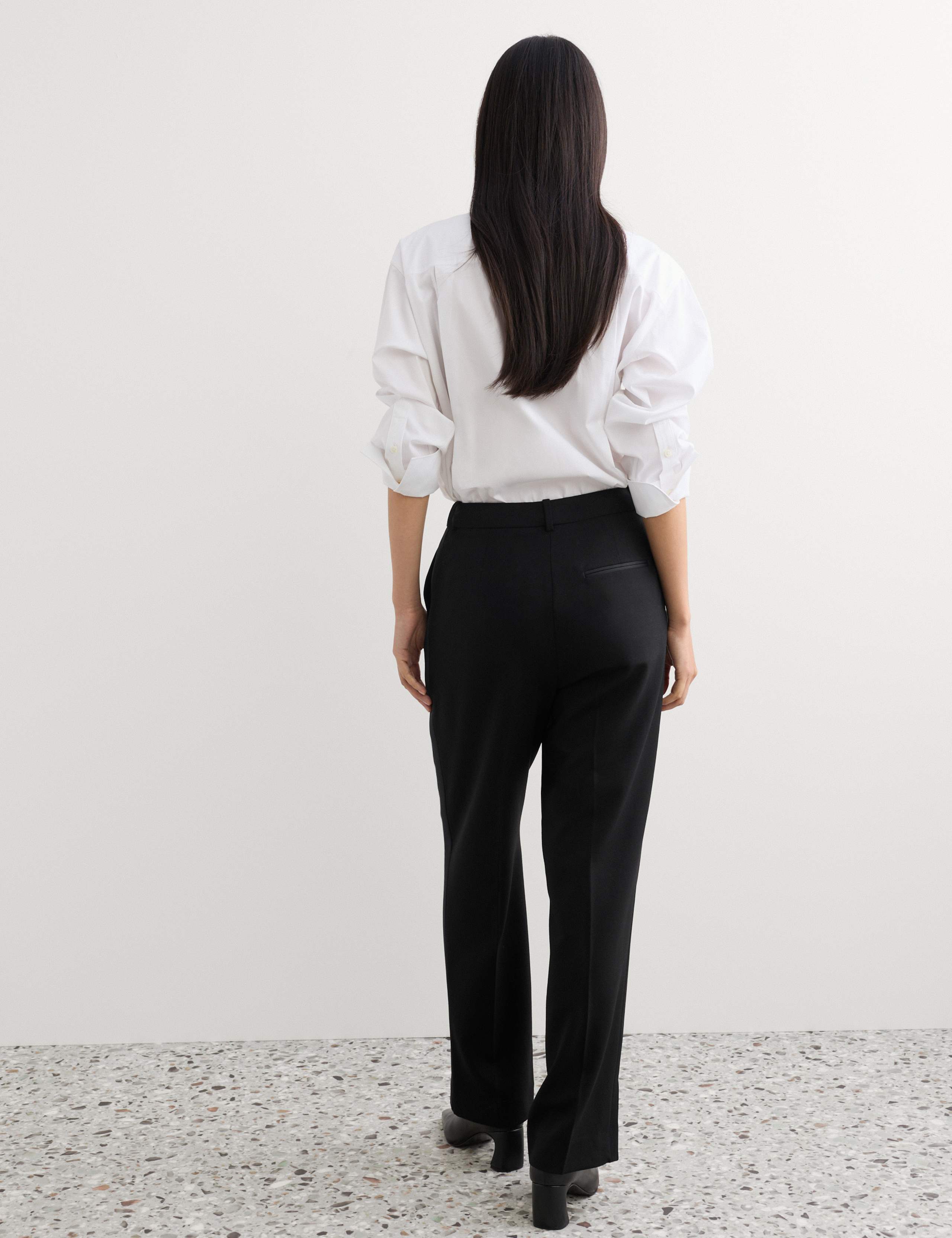 Pure Wool Satin Trim Tuxedo Straight Leg Trousers 6 of 6