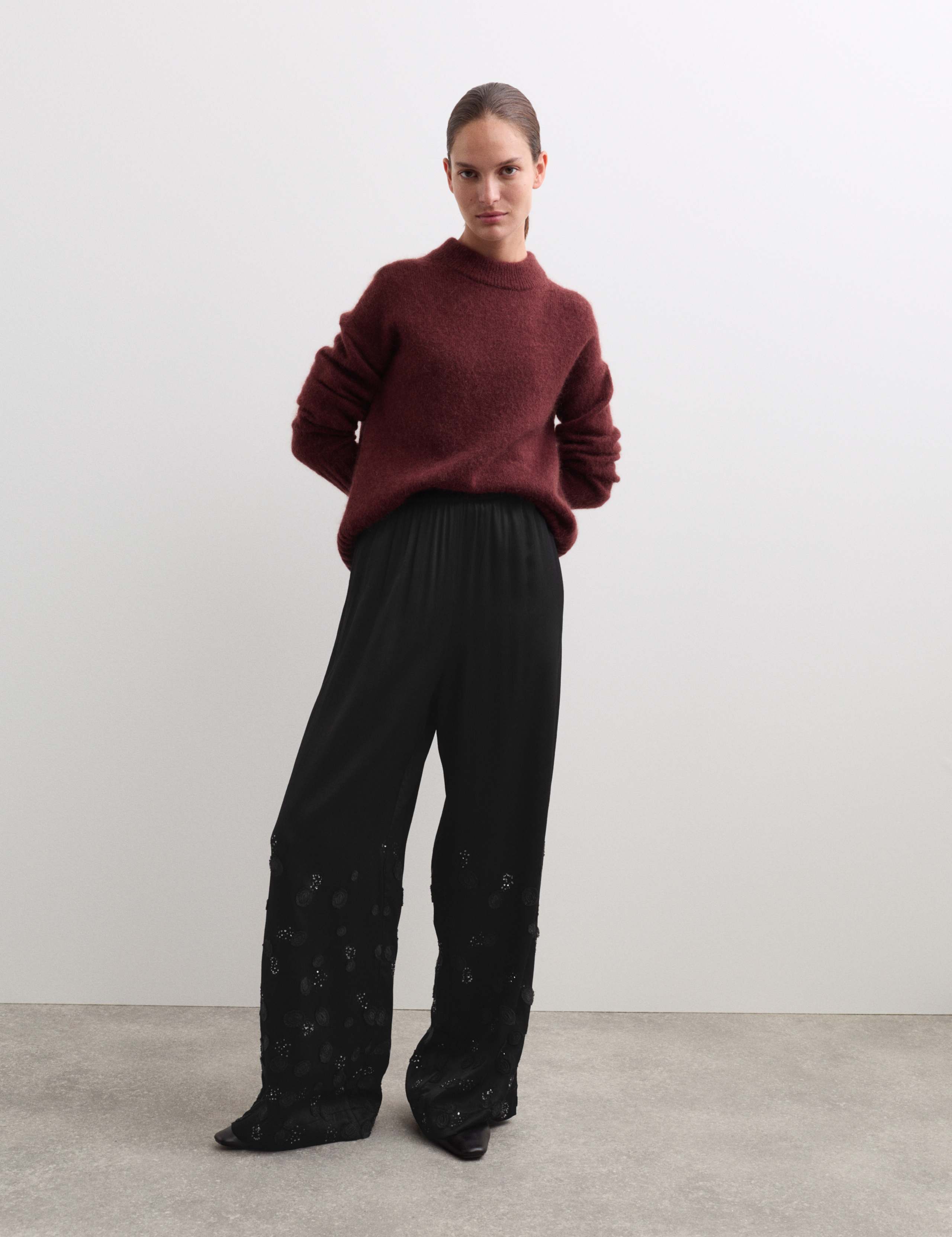 Embroidered Wide Leg Trousers 3 of 8