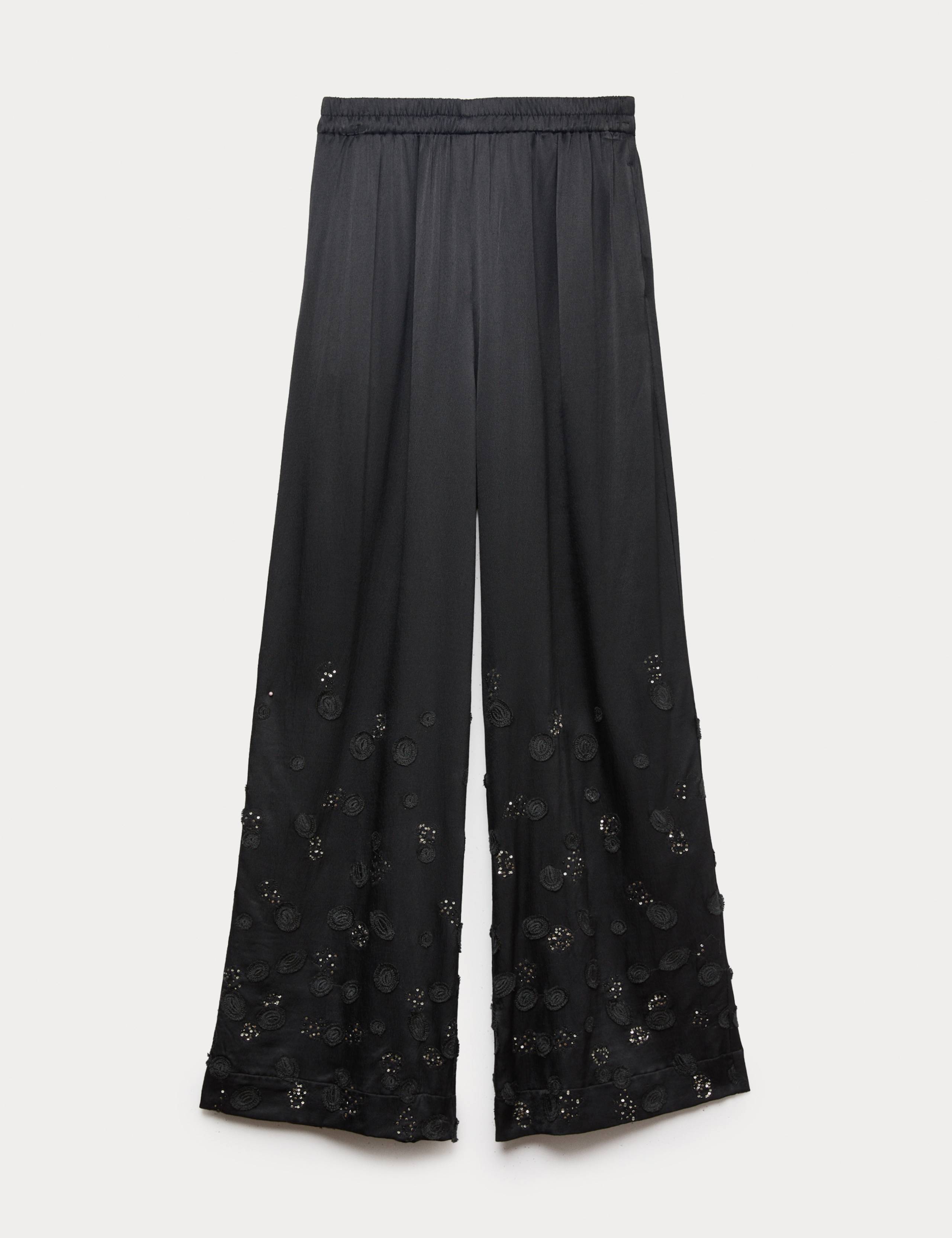 Embroidered Wide Leg Trousers 2 of 8