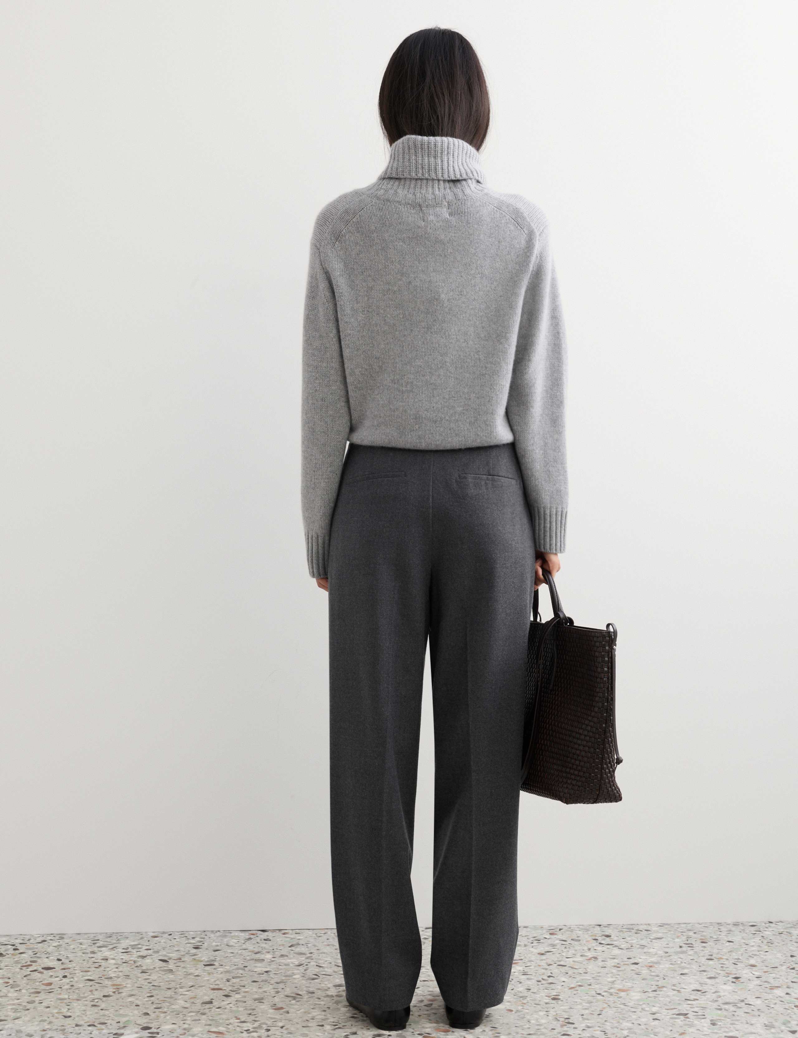 Wool Rich Flannel Wrap Front Tapered Trousers 7 of 8