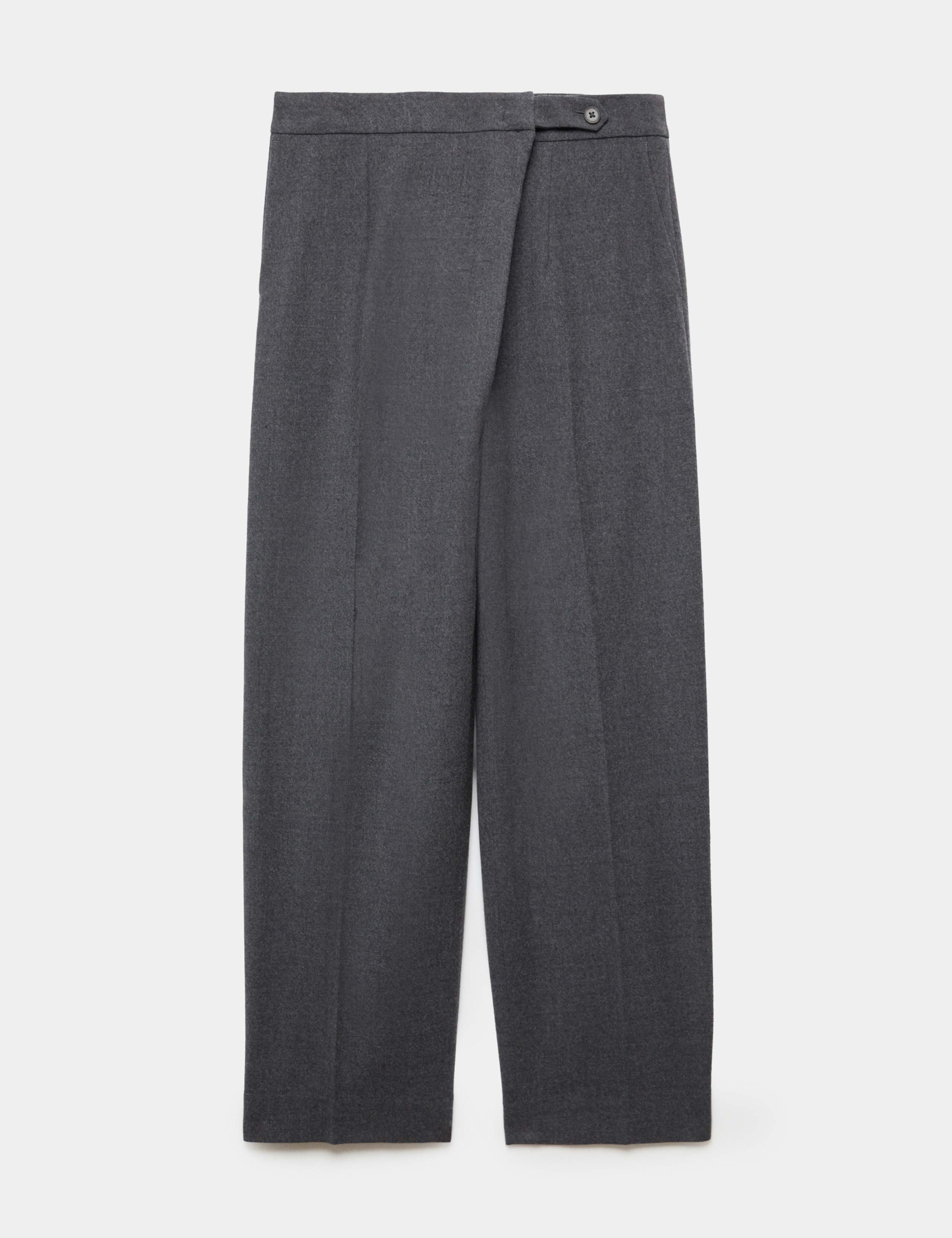 Wool Rich Flannel Wrap Front Tapered Trousers 2 of 8