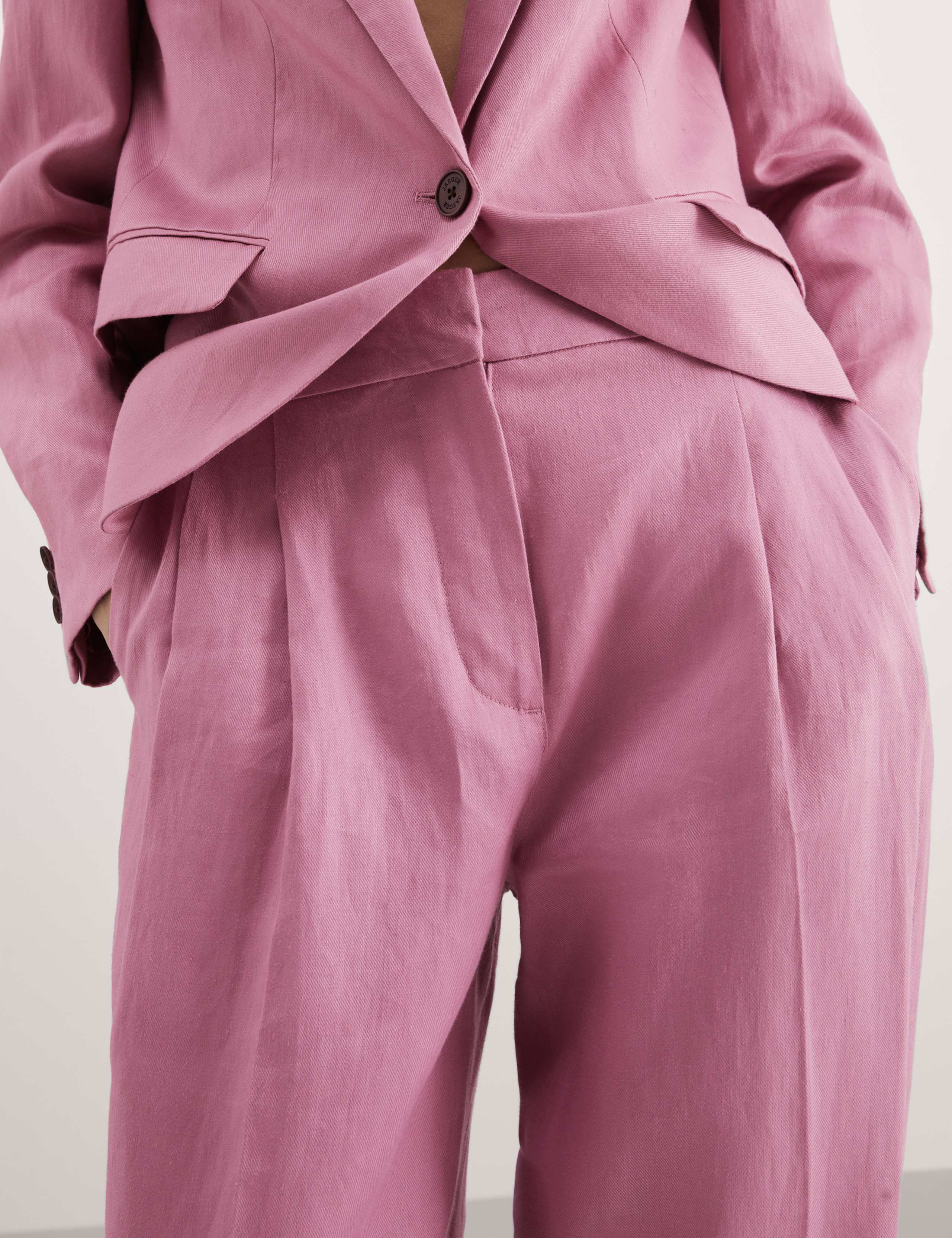 Pure Linen Tapered Ankle Grazer Trousers 3 of 4