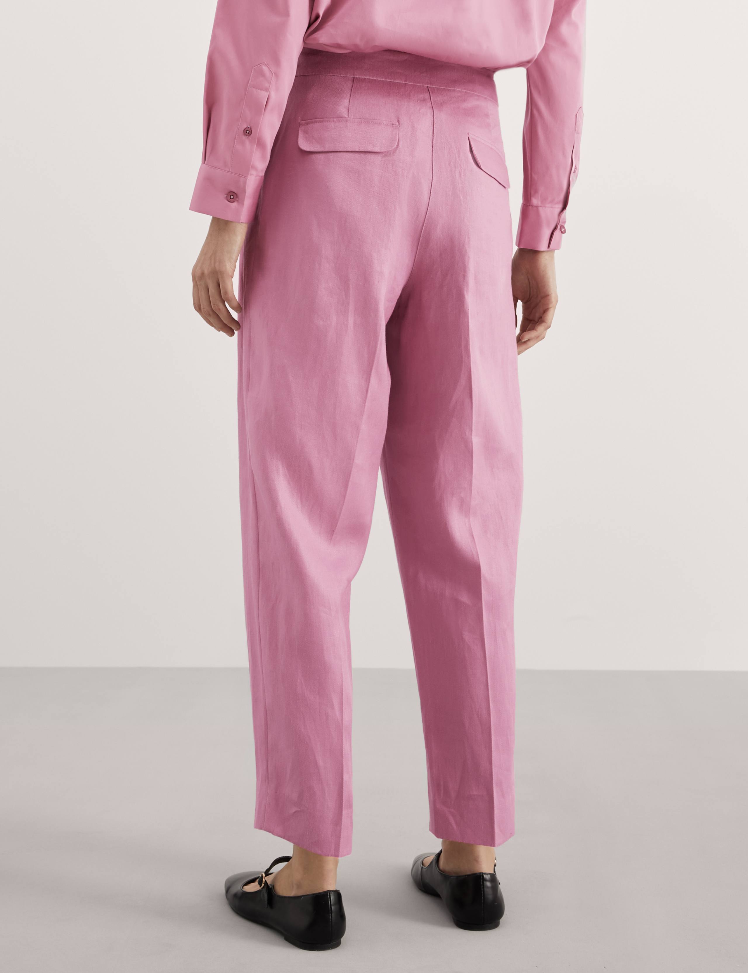 Pure Linen Tapered Ankle Grazer Trousers 4 of 4