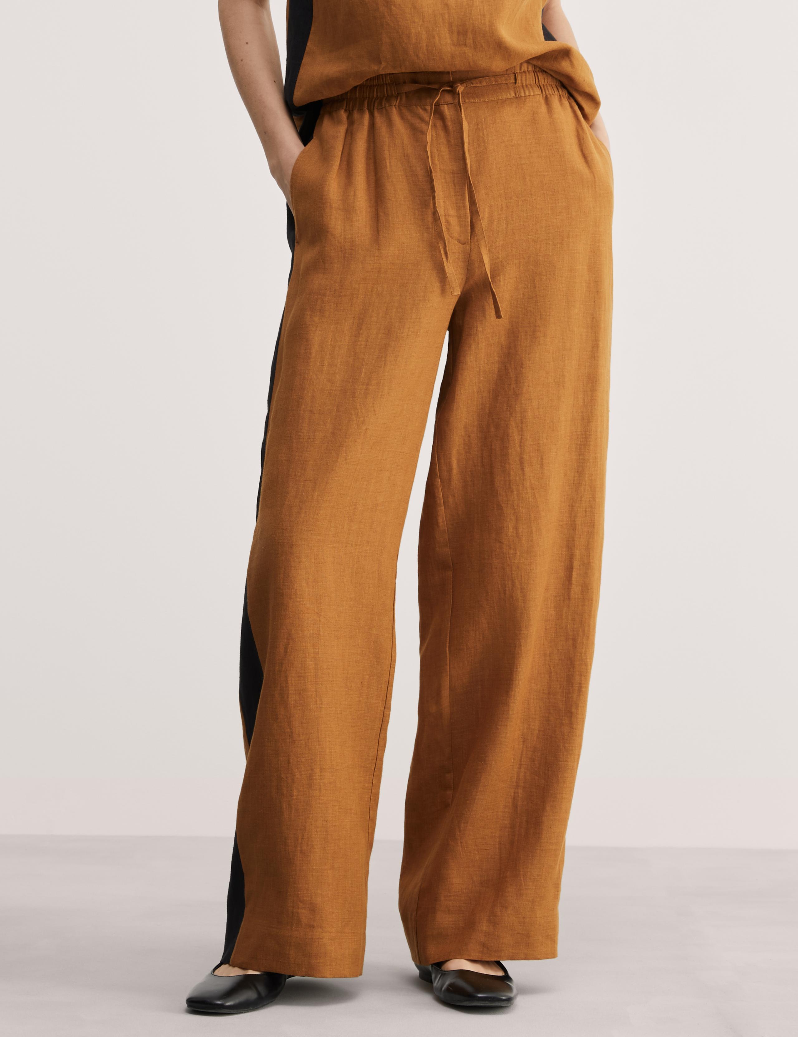 Pure Linen Side Stripe Wide Leg Trousers 4 of 7