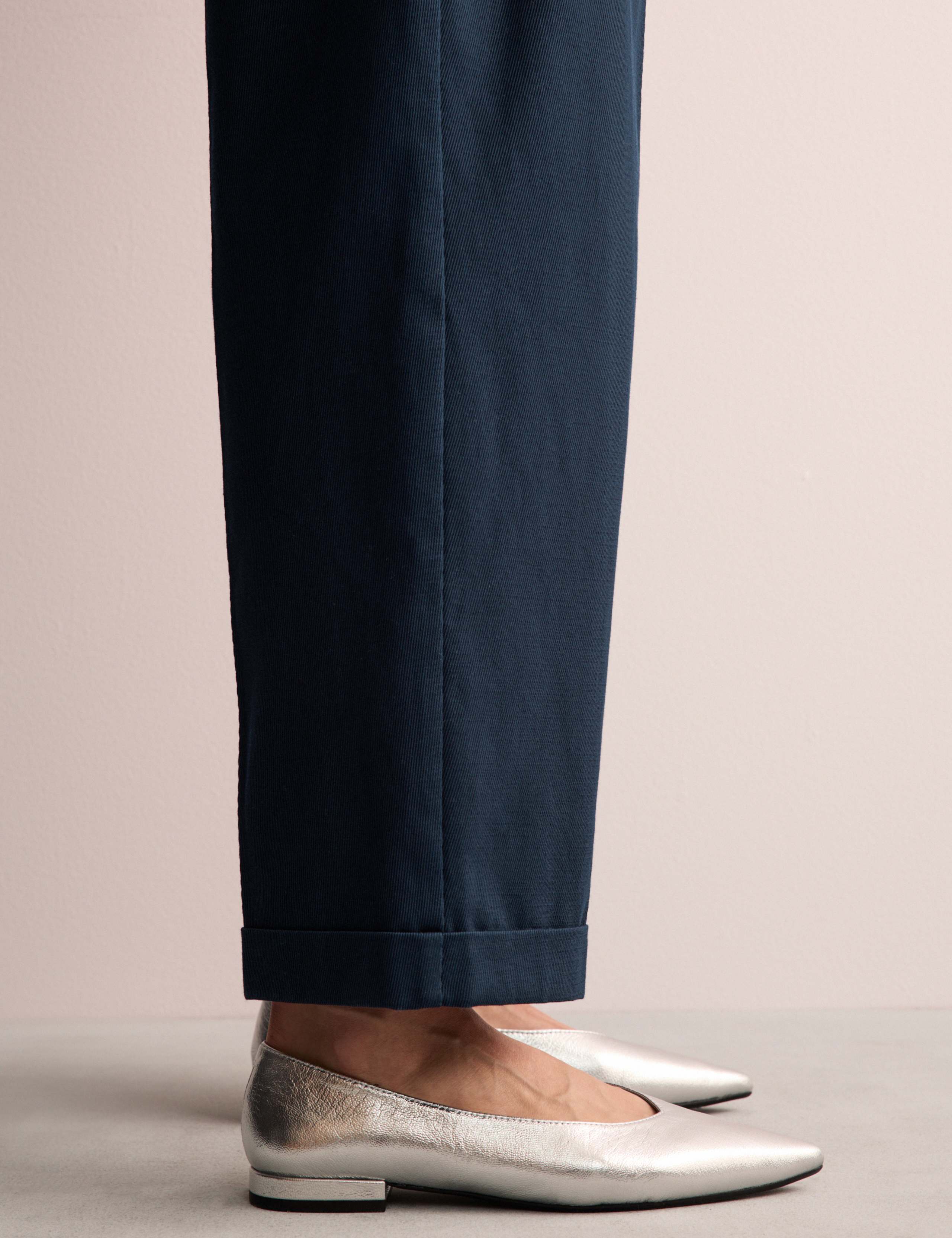 Cotton Rich Wide Leg Trousers with Linen 4 of 8